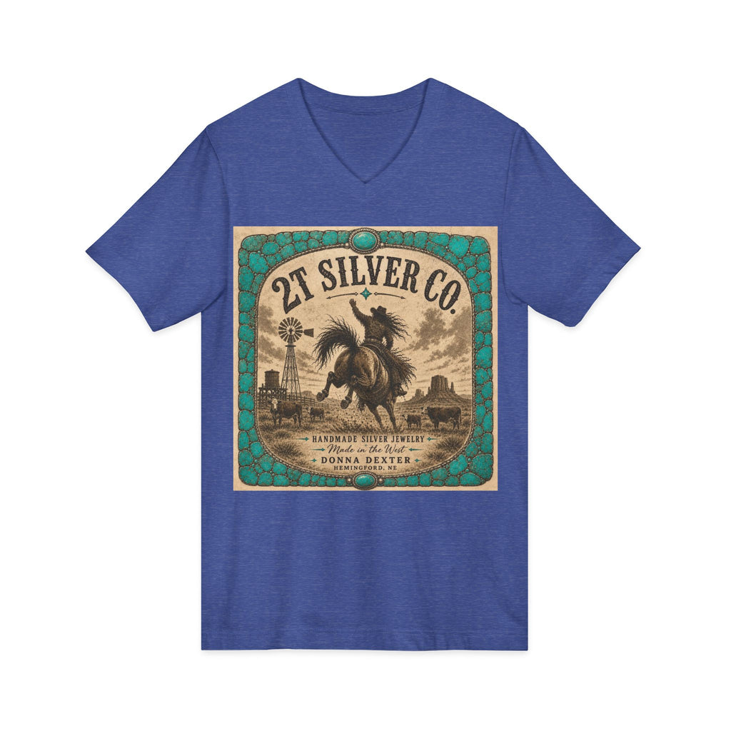 Vintage Western  2T Silver Co. V-Neck Tee