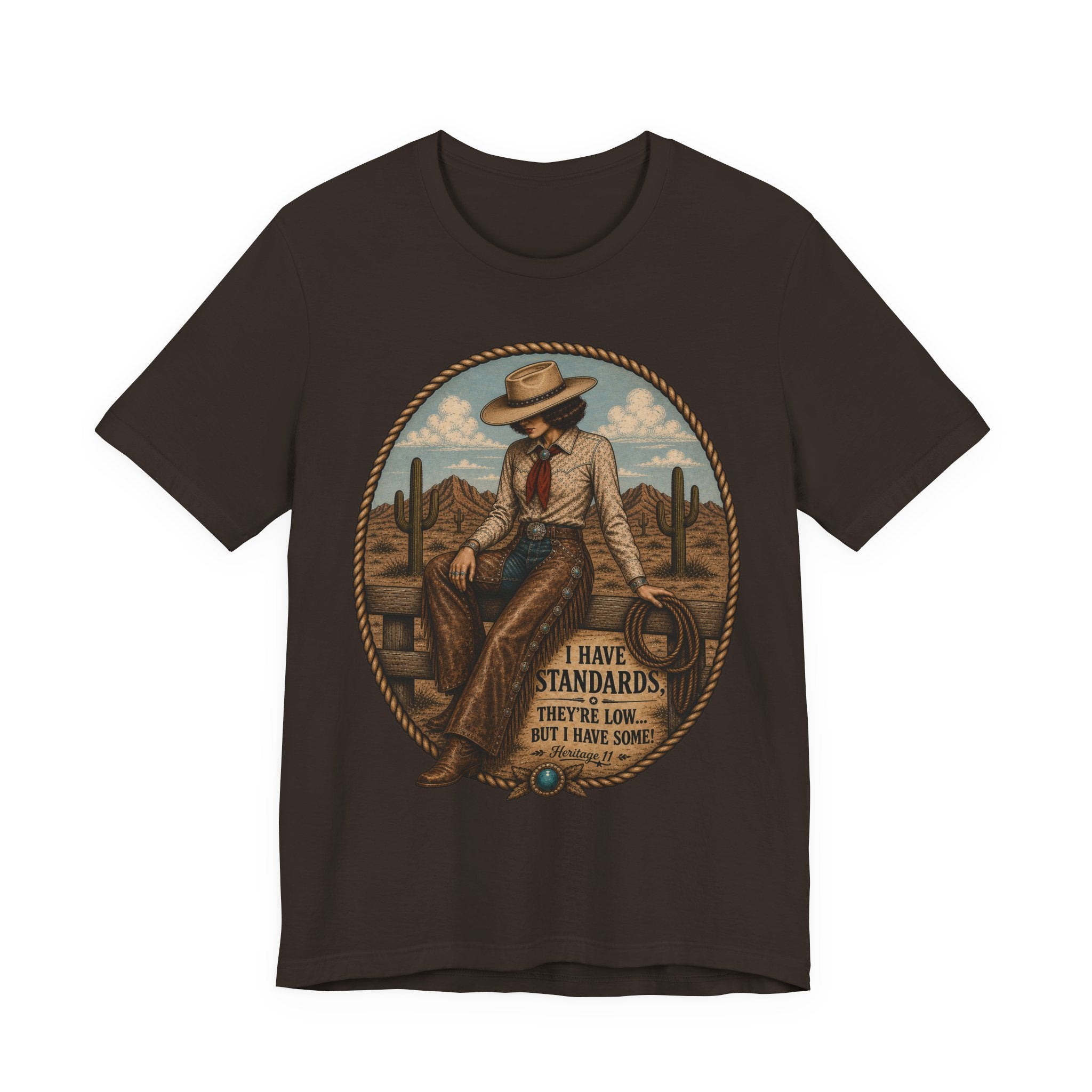 Cowboy Graphic Tee - 'I Have Standards, They're Low But I Have Some' Vintage Western T-Shirt