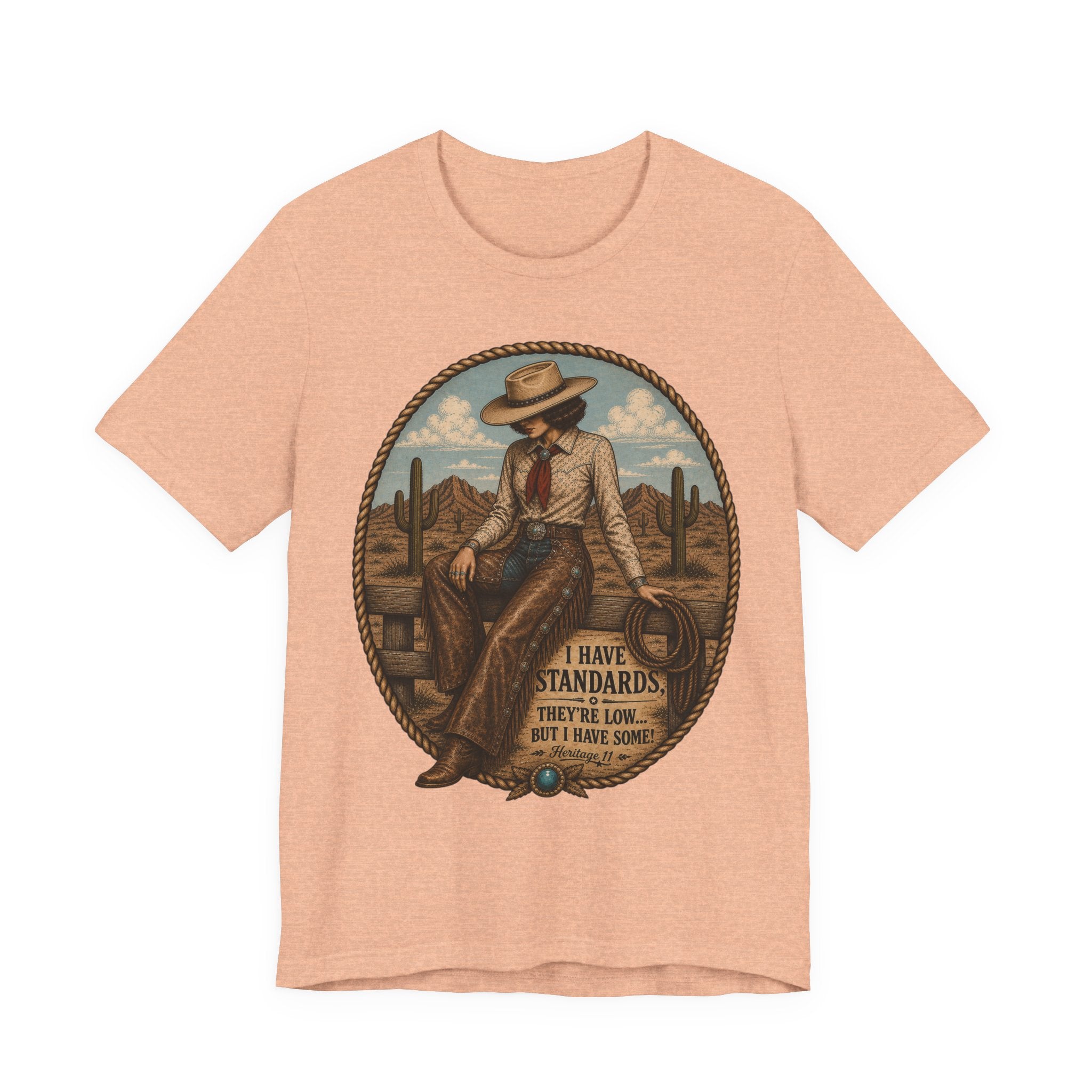 Cowboy Graphic Tee - 'I Have Standards, They're Low But I Have Some' Vintage Western T-Shirt