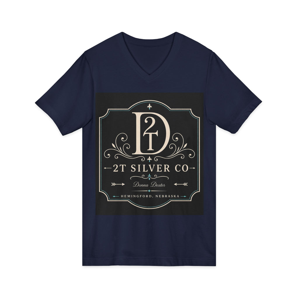 Vintage Emblem V-Neck Tee — “2T Silver Co” Logo Shirt