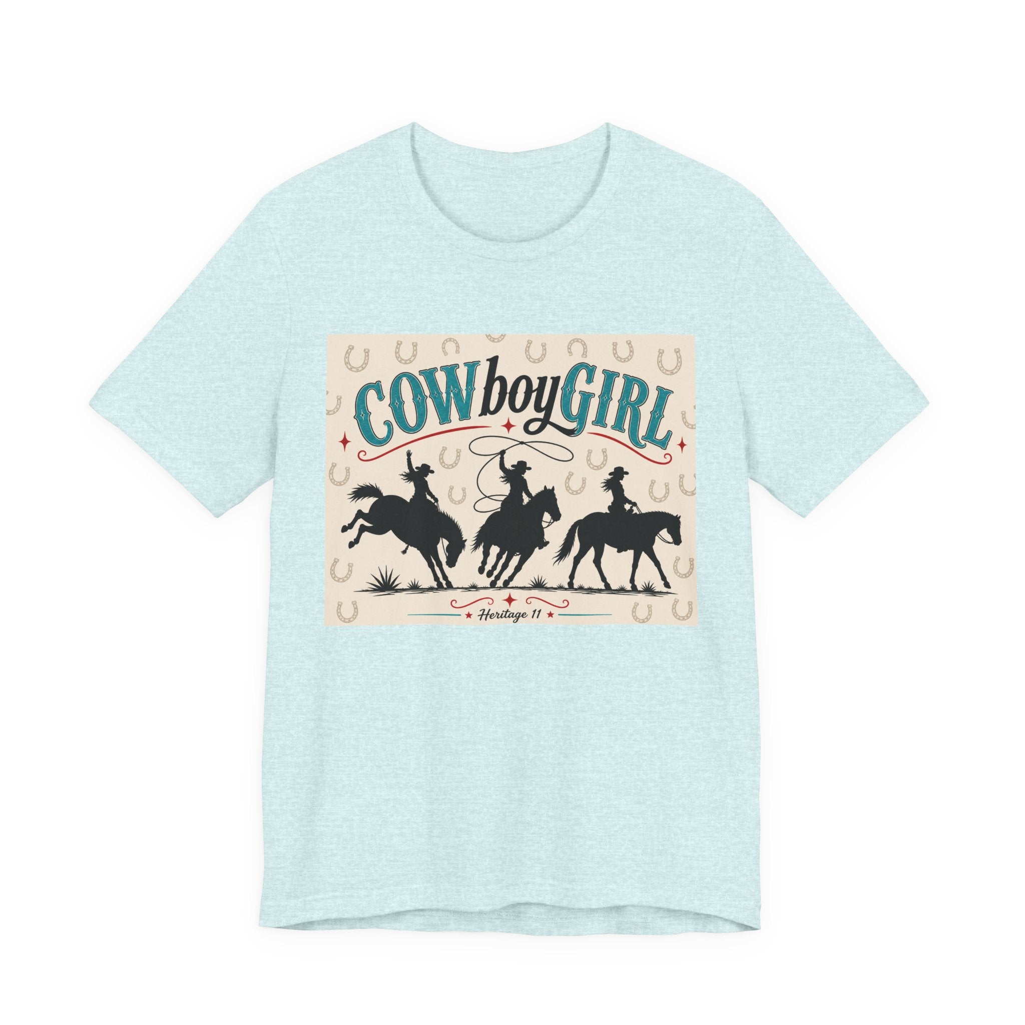 Cowboy Girl Graphic Tee - Western Rodeo Horses & Horseshoes Shirt