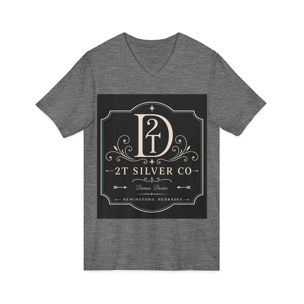 Vintage Emblem V-Neck Tee — “2T Silver Co” Logo Shirt