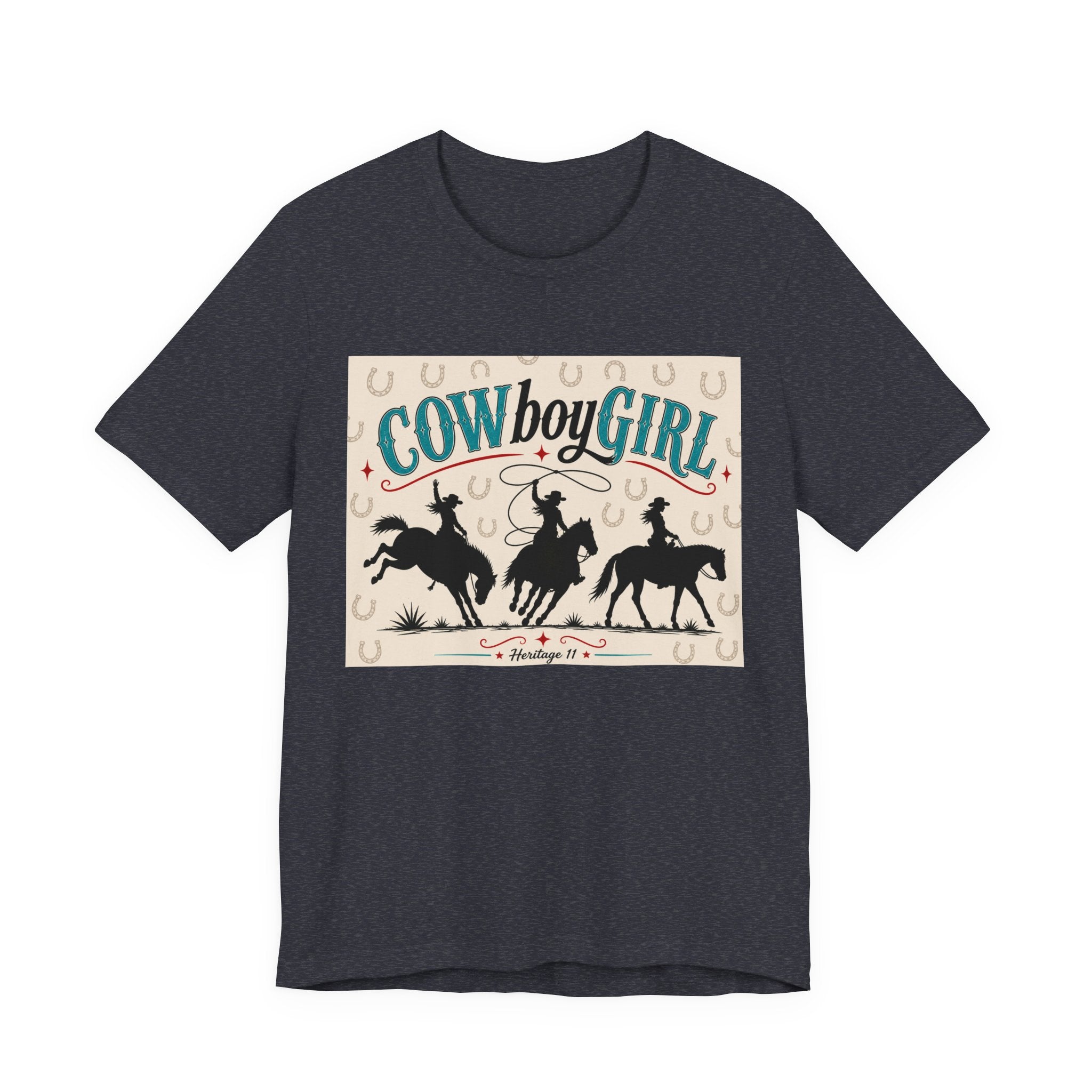 Cowboy Girl Graphic Tee - Western Rodeo Horses & Horseshoes Shirt