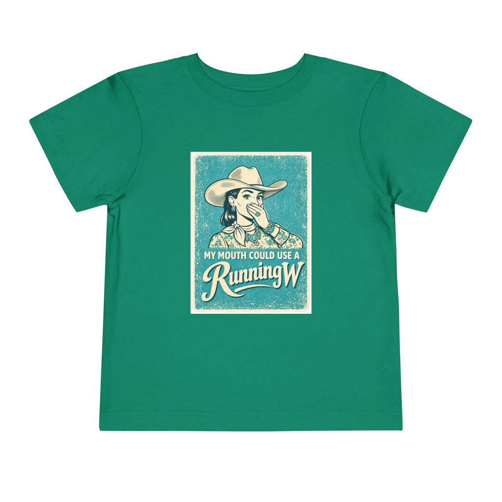 Toddler Tee - Retro Cowgirl “My Mouth Could Use a Running W” Graphic