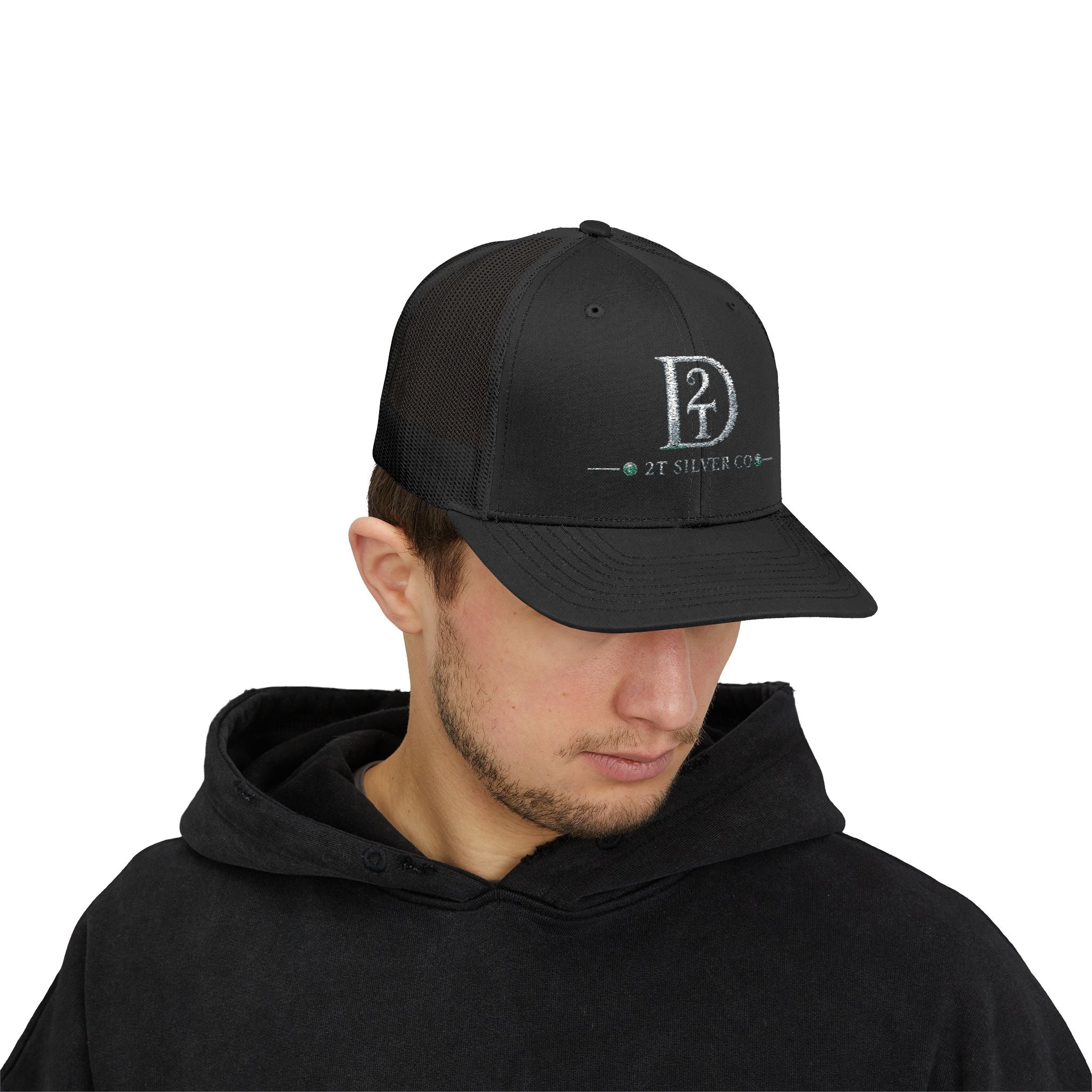 D2 Silver Co. Logo Snapback Trucker Cap — Branded Mesh Baseball Hat