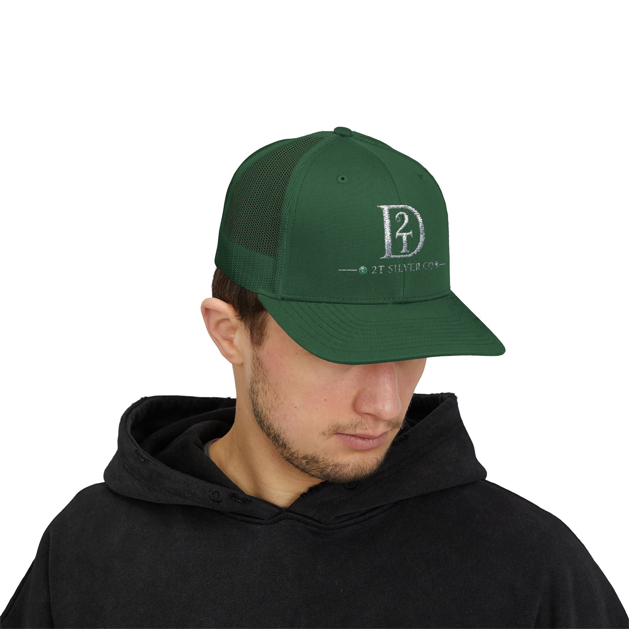 D2 Silver Co. Logo Snapback Trucker Cap — Branded Mesh Baseball Hat