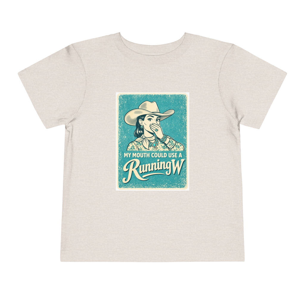 Toddler Tee - Retro Cowgirl “My Mouth Could Use a Running W” Graphic