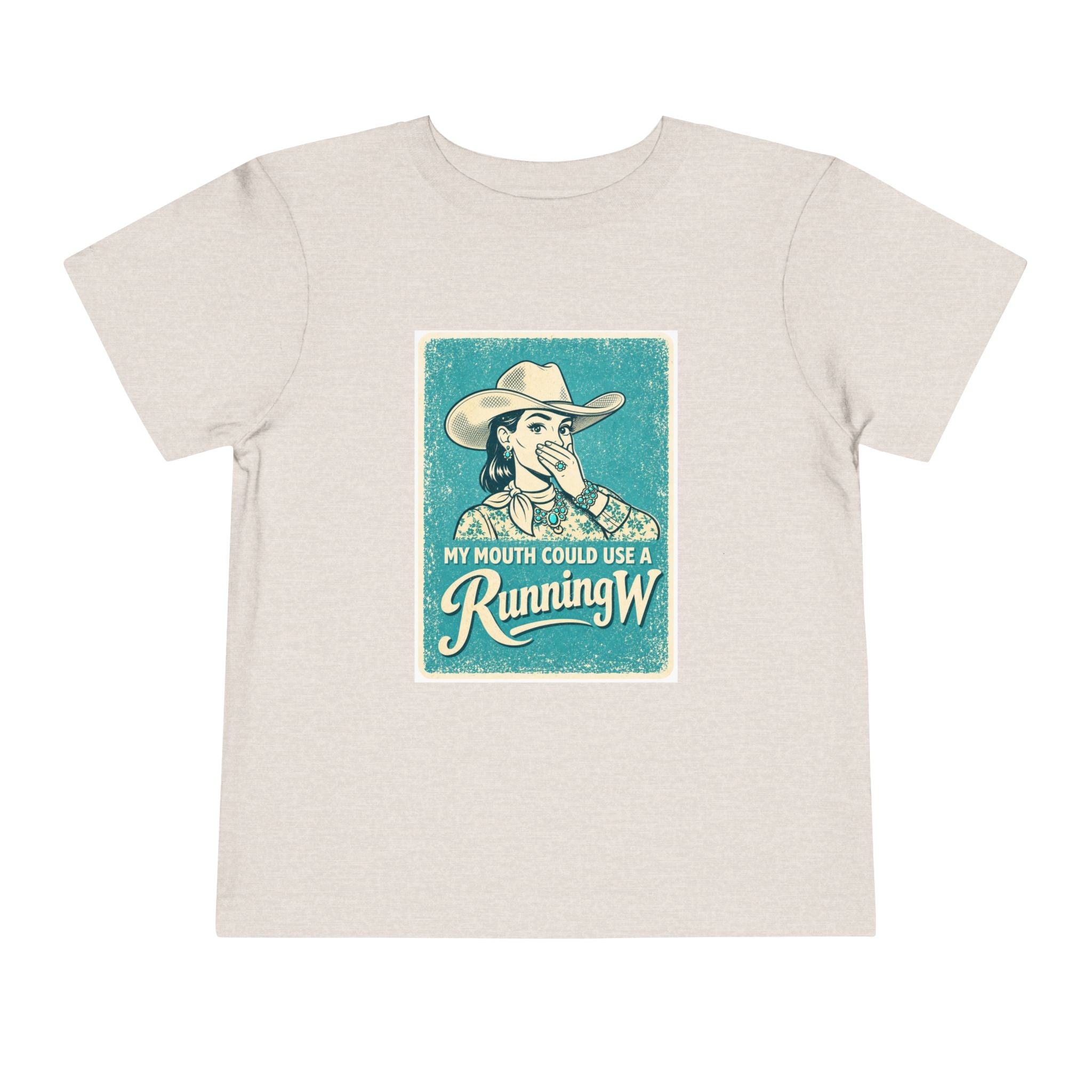 Toddler Tee - Retro Cowgirl “My Mouth Could Use a Running W” Graphic