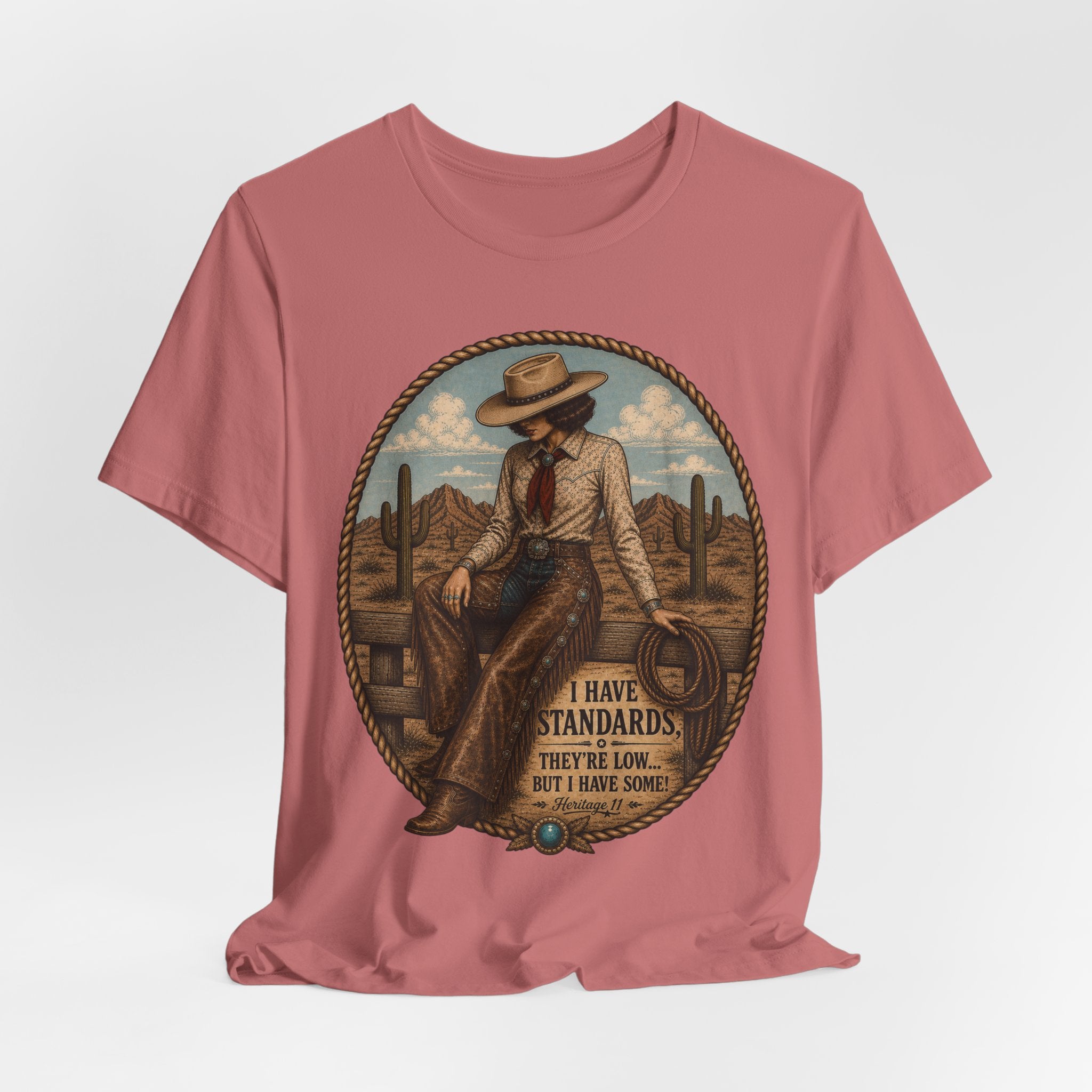 Cowboy Graphic Tee - 'I Have Standards, They're Low But I Have Some' Vintage Western T-Shirt
