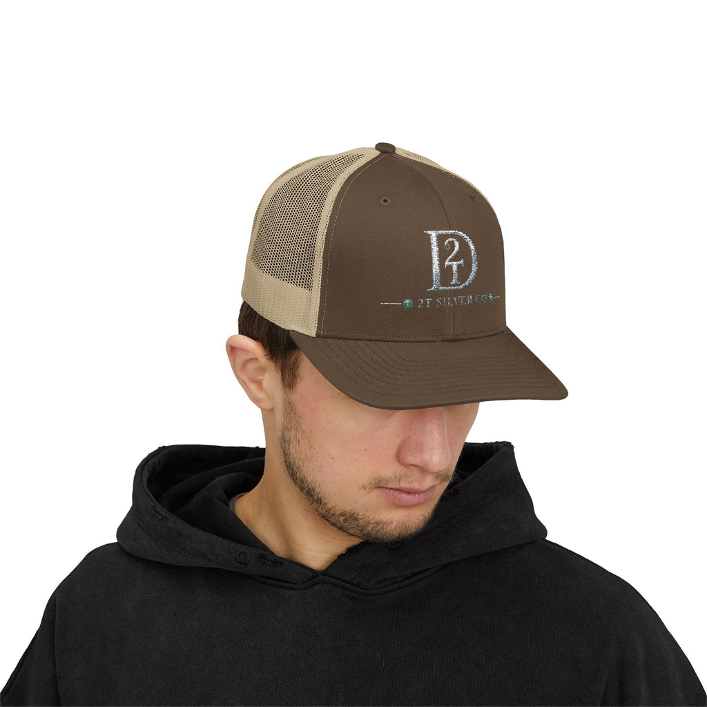D2 Silver Co. Logo Snapback Trucker Cap — Branded Mesh Baseball Hat