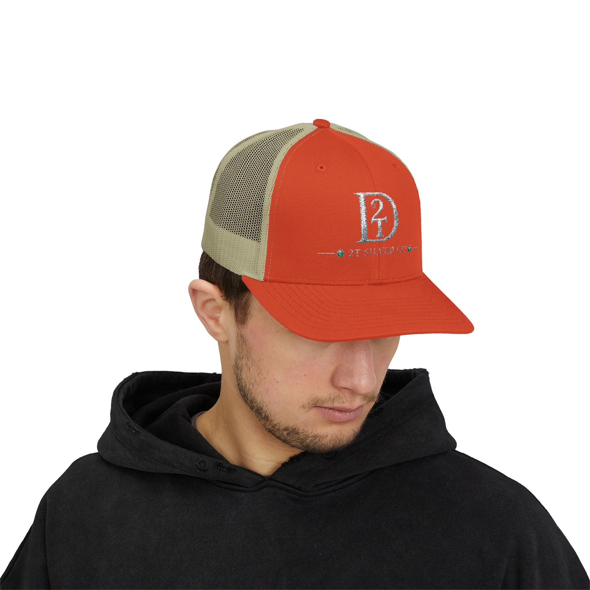 D2 Silver Co. Logo Snapback Trucker Cap — Branded Mesh Baseball Hat