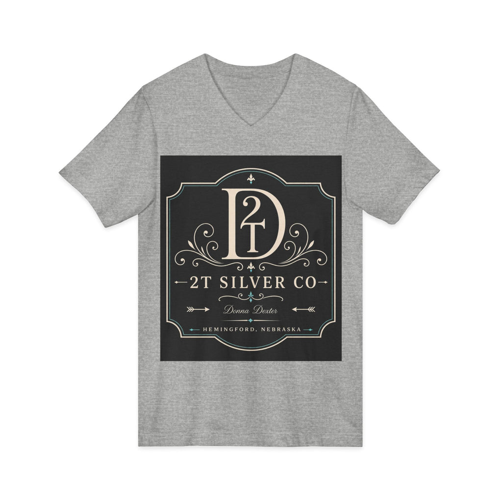 Vintage Emblem V-Neck Tee — “2T Silver Co” Logo Shirt