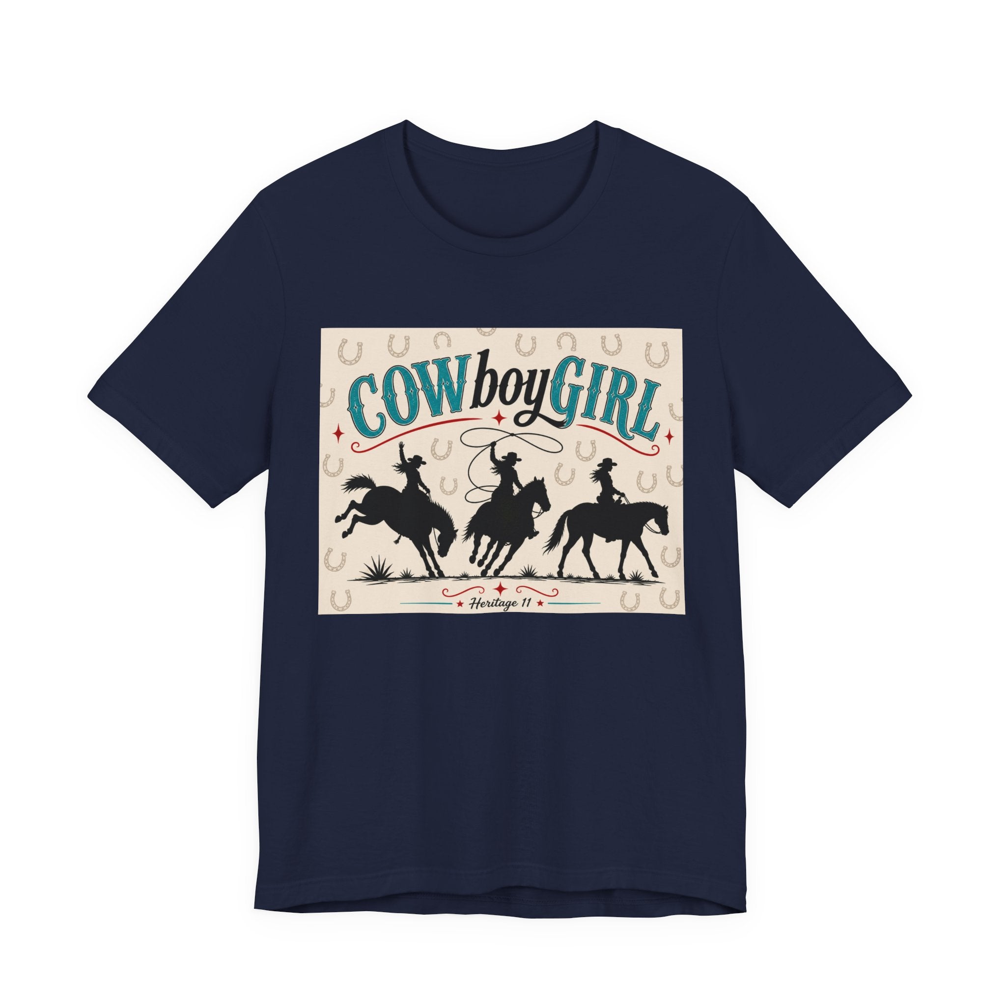 Cowboy Girl Graphic Tee - Western Rodeo Horses & Horseshoes Shirt
