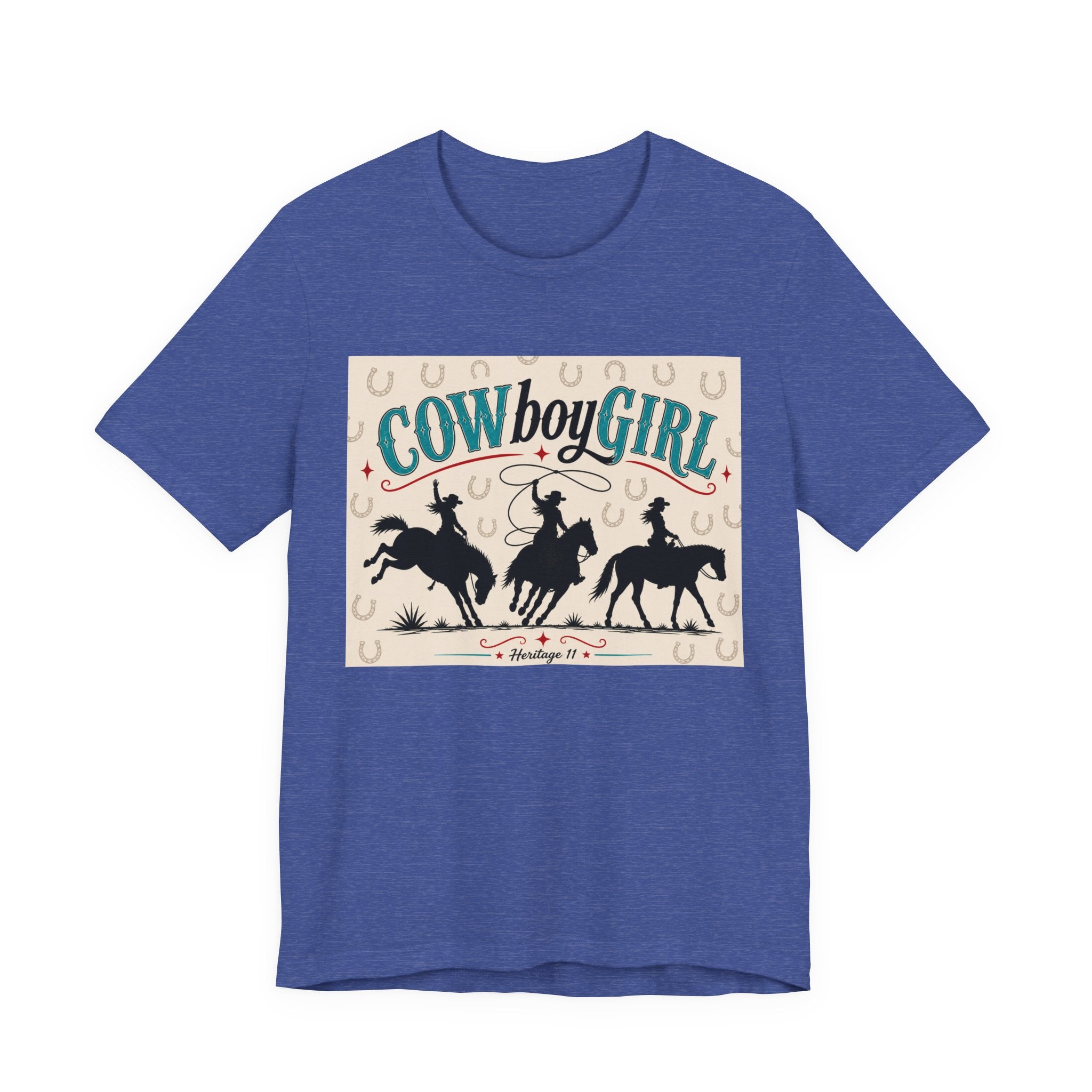 Cowboy Girl Graphic Tee - Western Rodeo Horses & Horseshoes Shirt