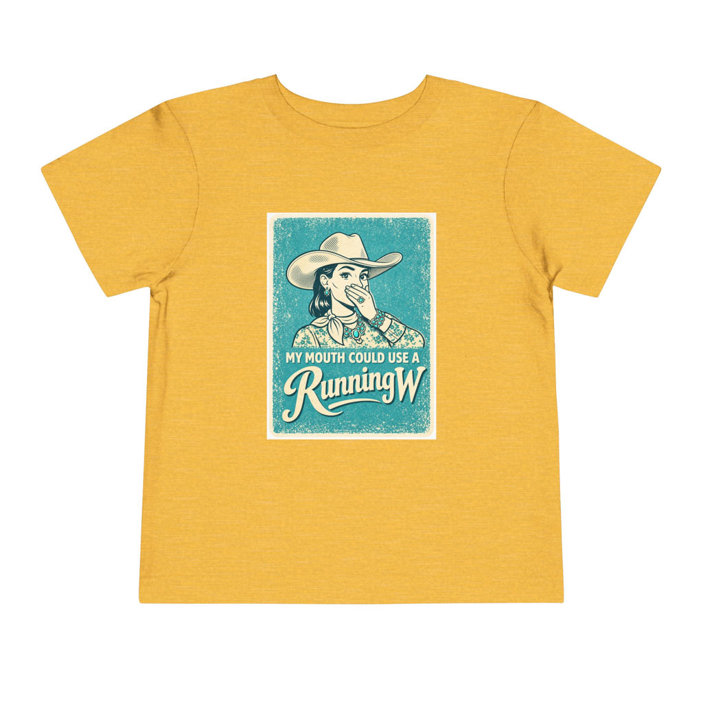 Toddler Tee - Retro Cowgirl “My Mouth Could Use a Running W” Graphic