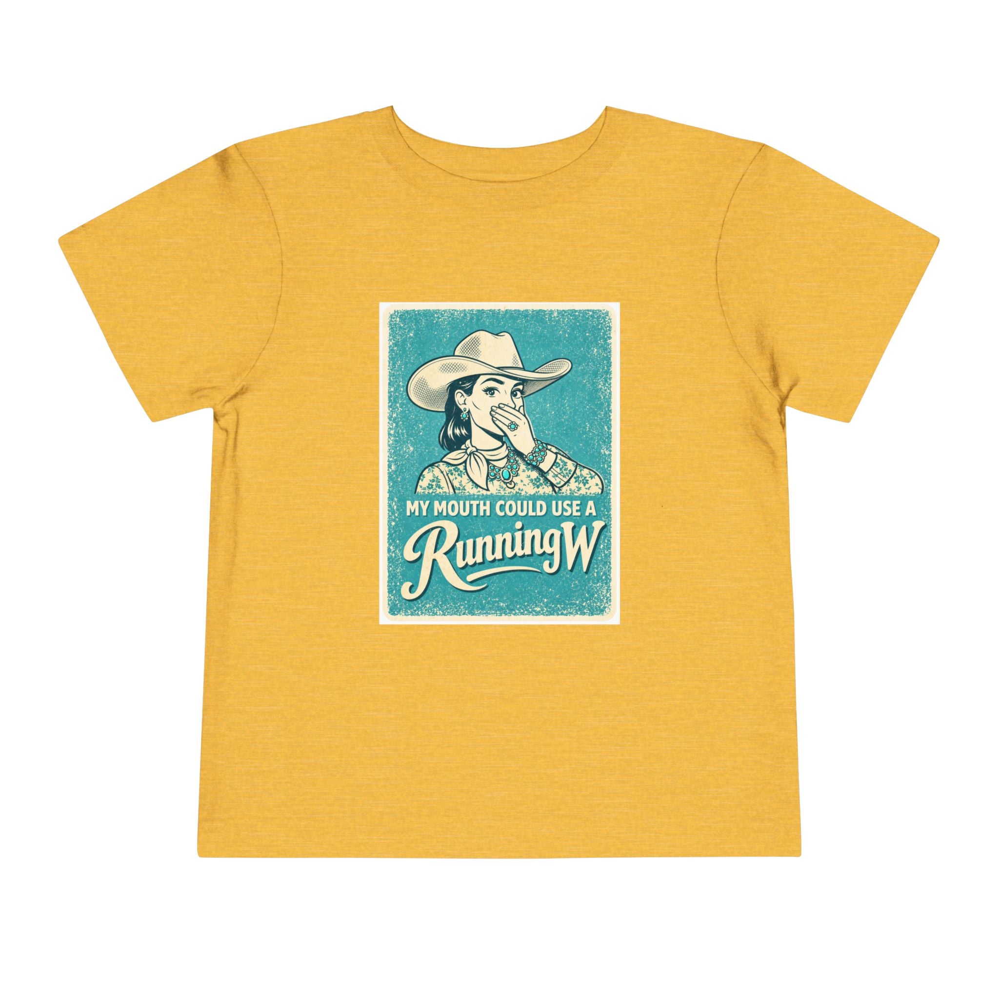 Toddler Tee - Retro Cowgirl “My Mouth Could Use a Running W” Graphic