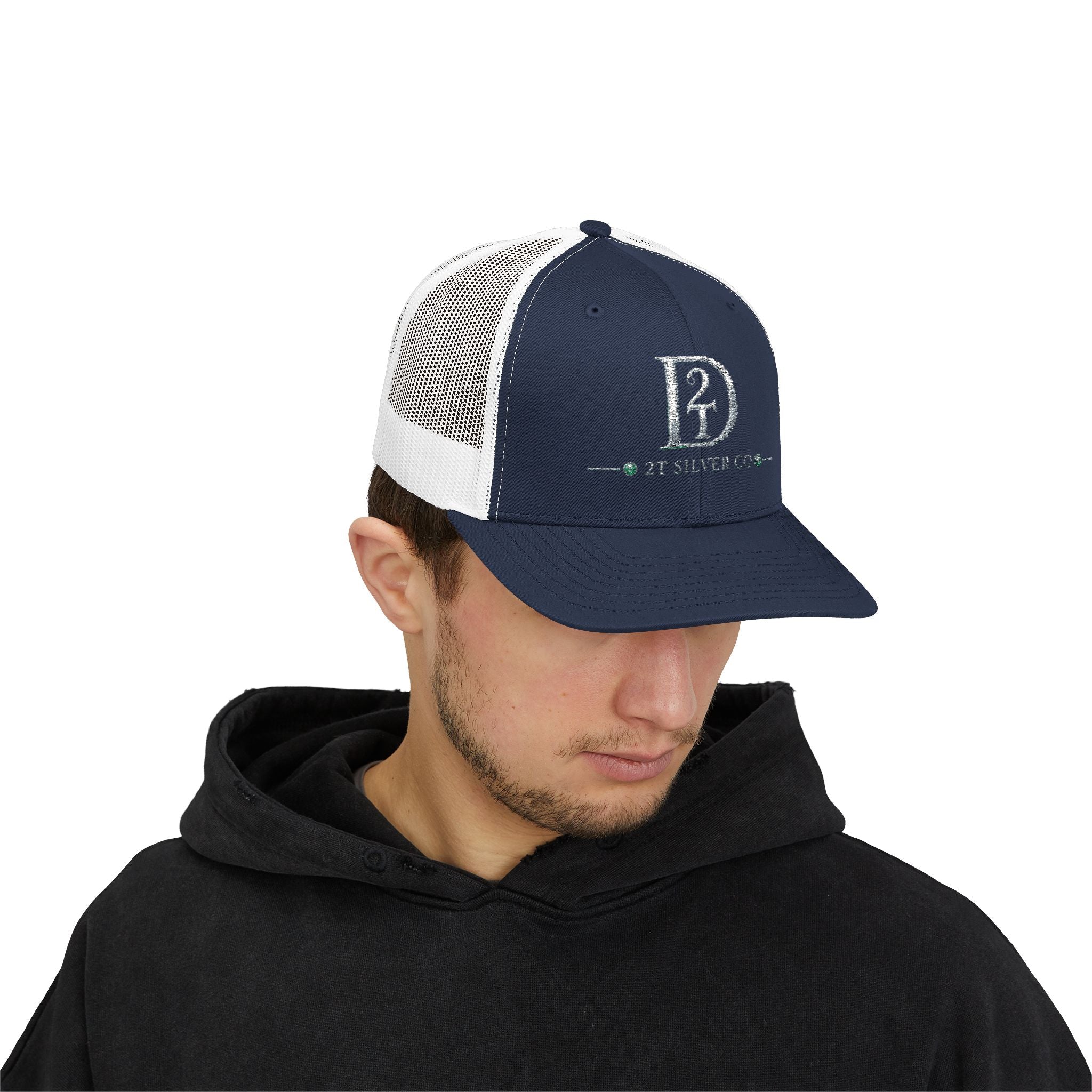 D2 Silver Co. Logo Snapback Trucker Cap — Branded Mesh Baseball Hat