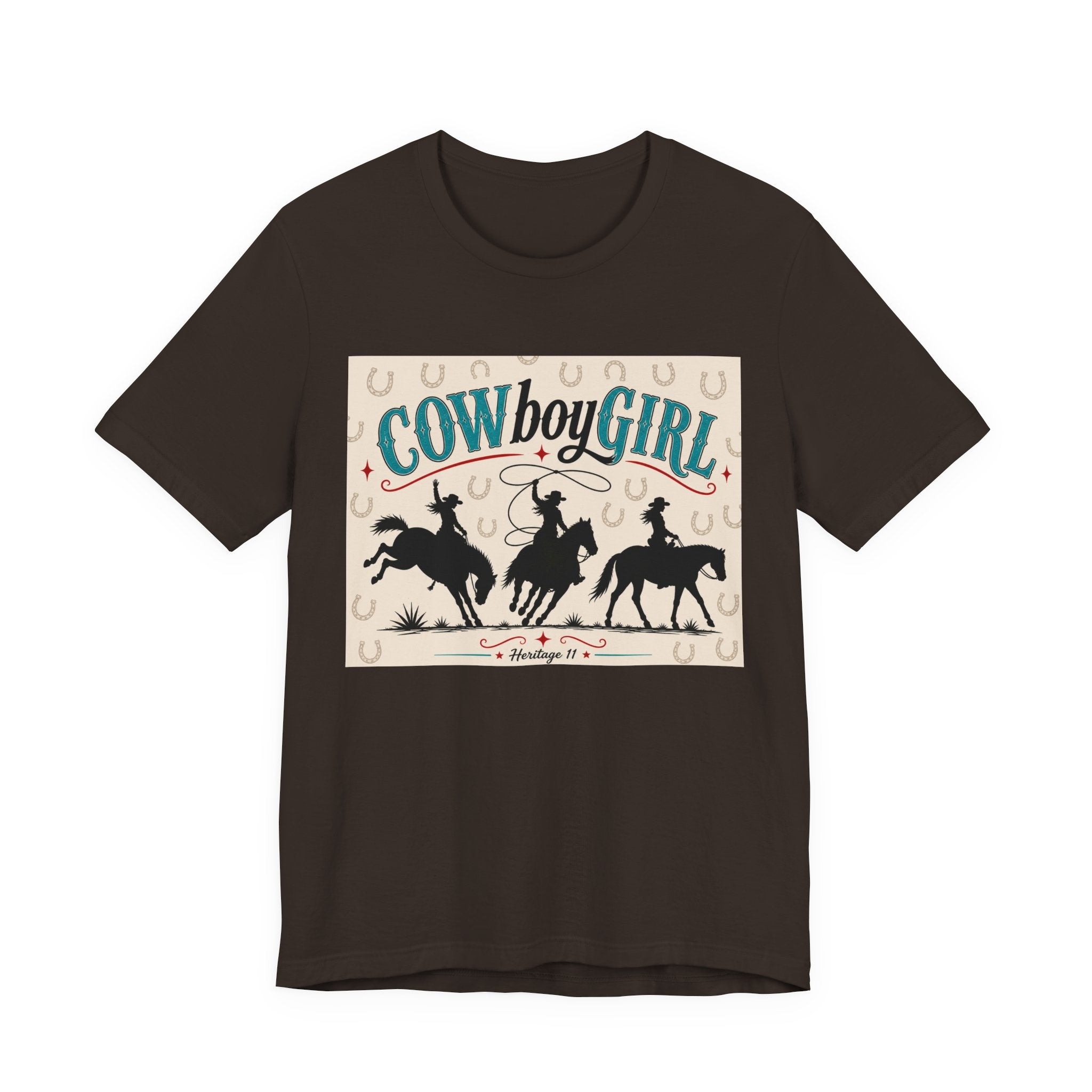 Cowboy Girl Graphic Tee - Western Rodeo Horses & Horseshoes Shirt