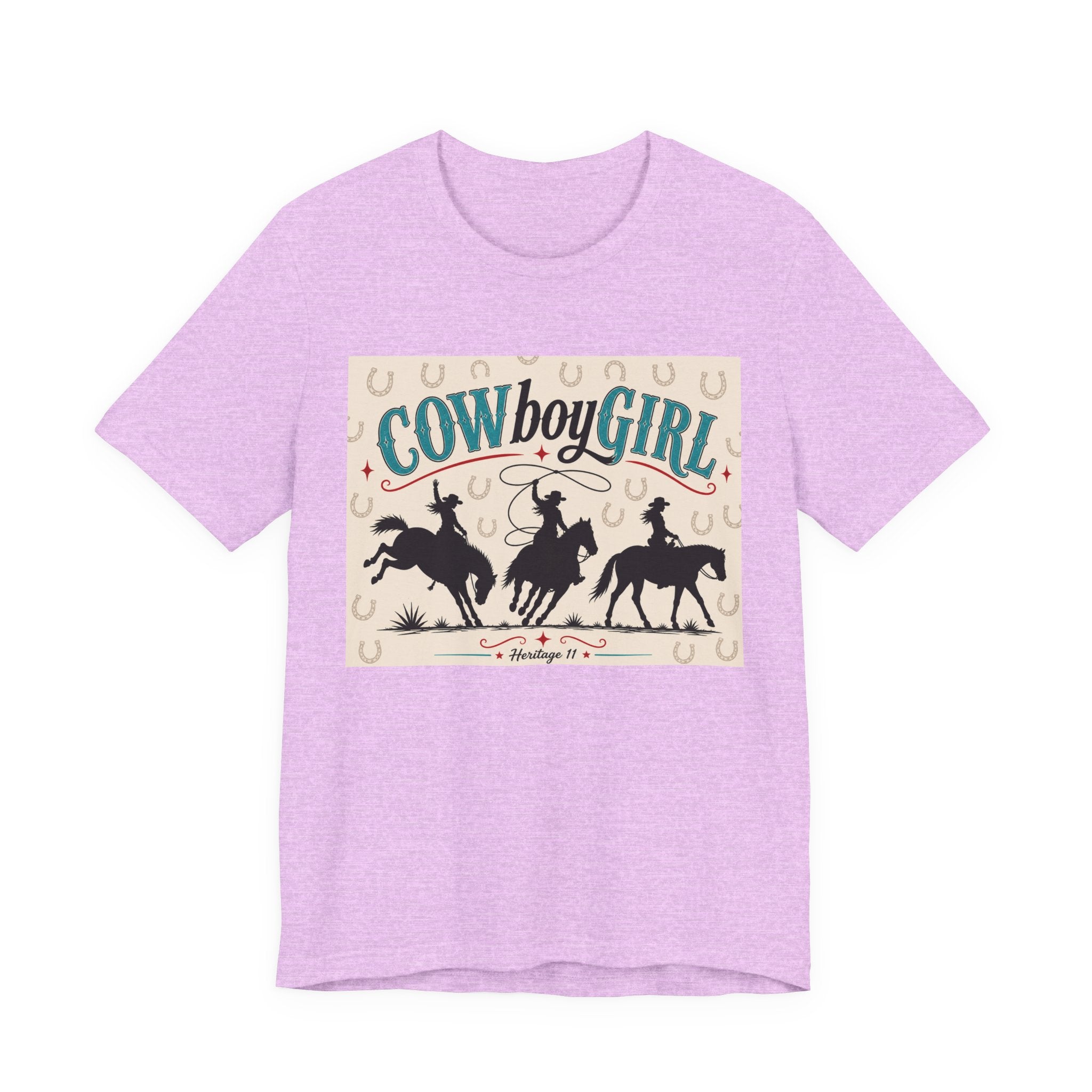 Cowboy Girl Graphic Tee - Western Rodeo Horses & Horseshoes Shirt