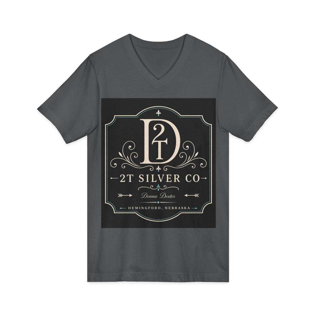 Vintage Emblem V-Neck Tee — “2T Silver Co” Logo Shirt