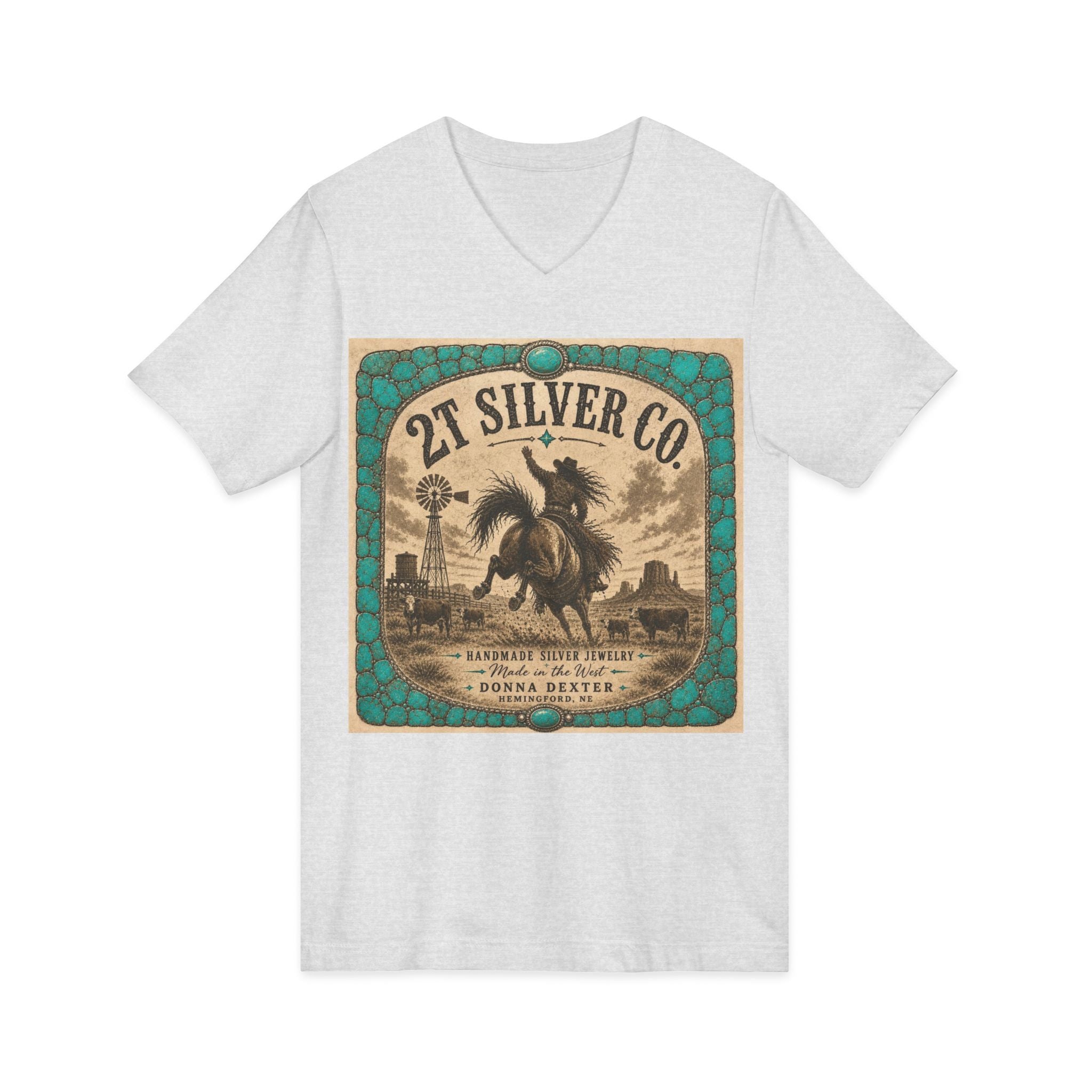 Vintage Western  2T Silver Co. V-Neck Tee
