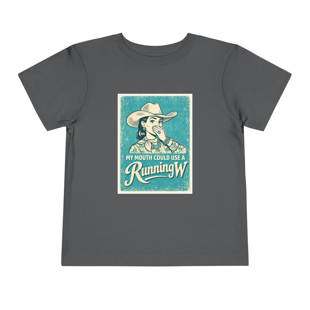 Toddler Tee - Retro Cowgirl “My Mouth Could Use a Running W” Graphic