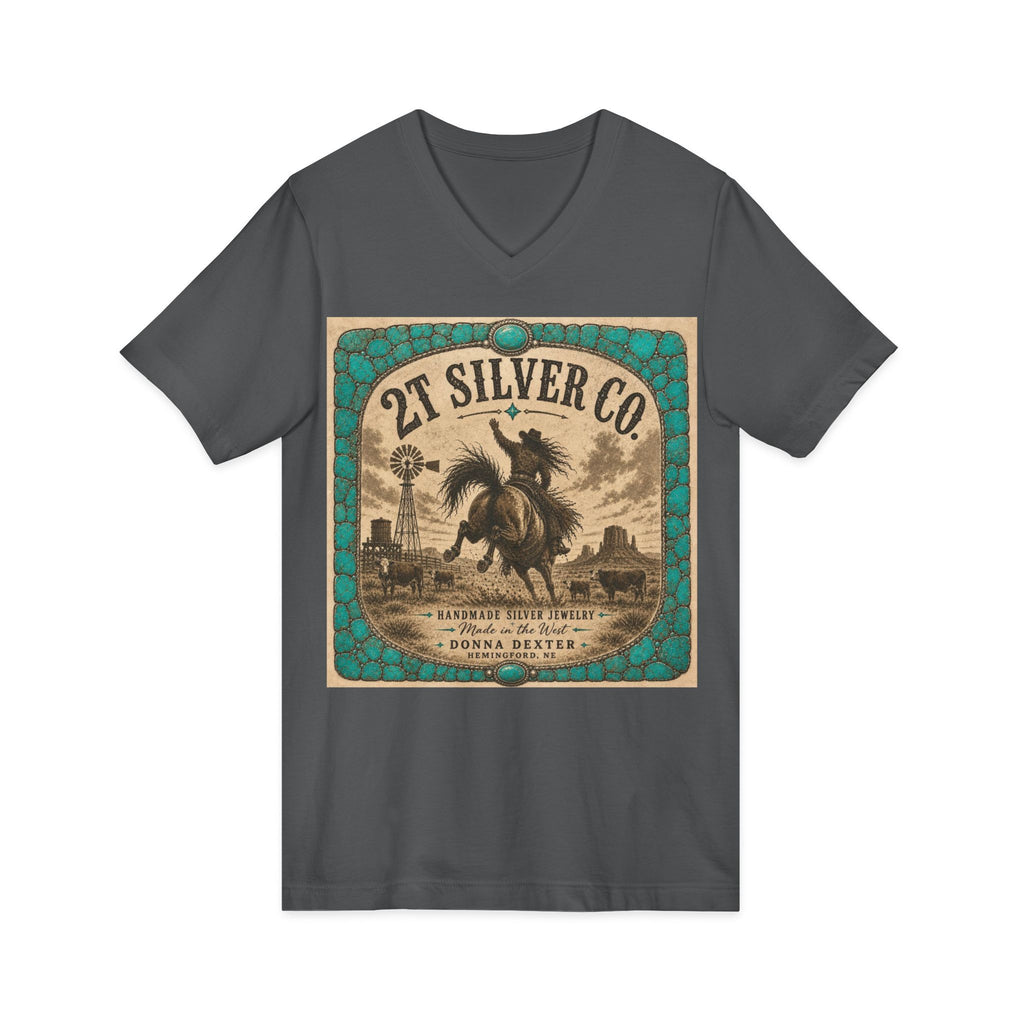 Vintage Western  2T Silver Co. V-Neck Tee