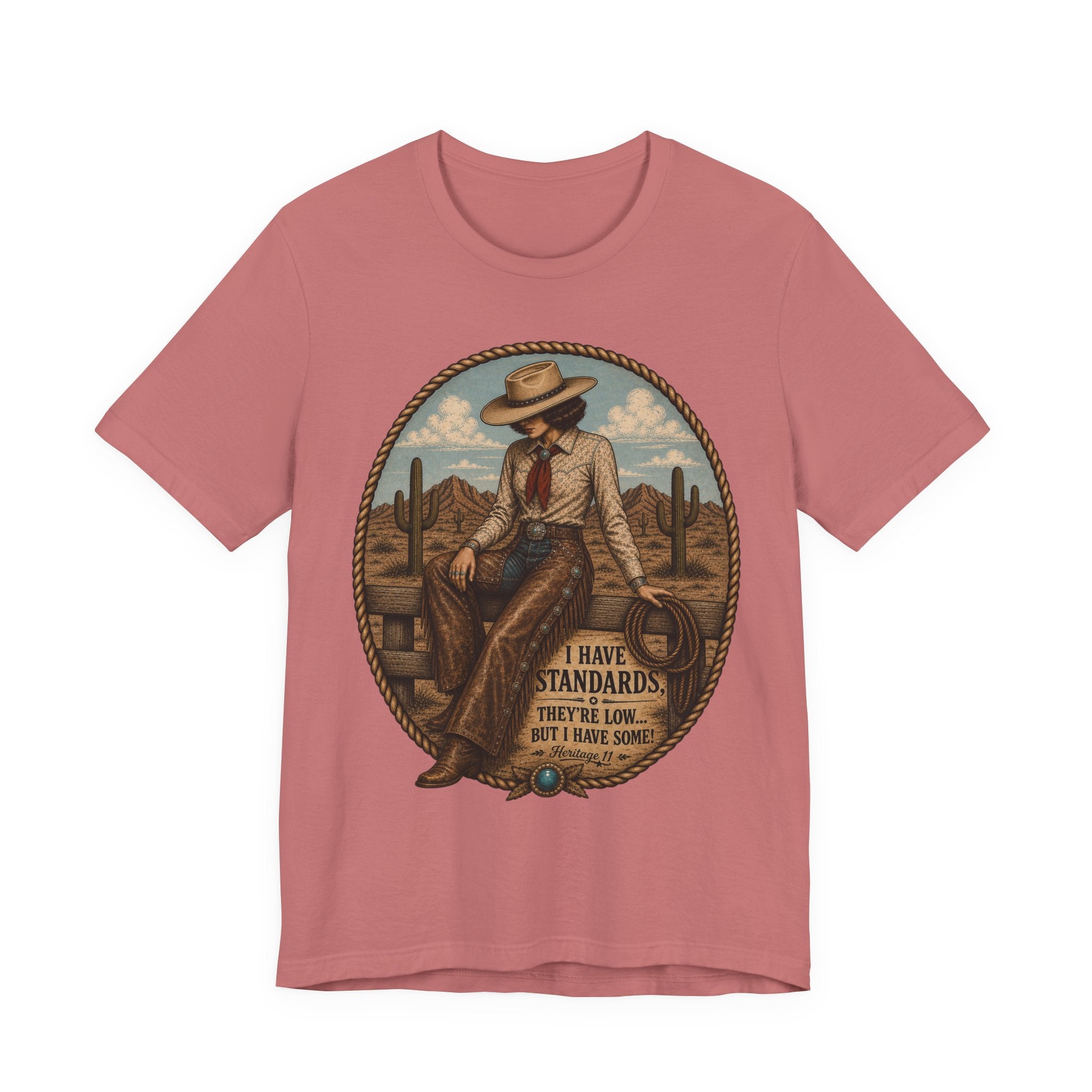 Cowboy Graphic Tee - 'I Have Standards, They're Low But I Have Some' Vintage Western T-Shirt