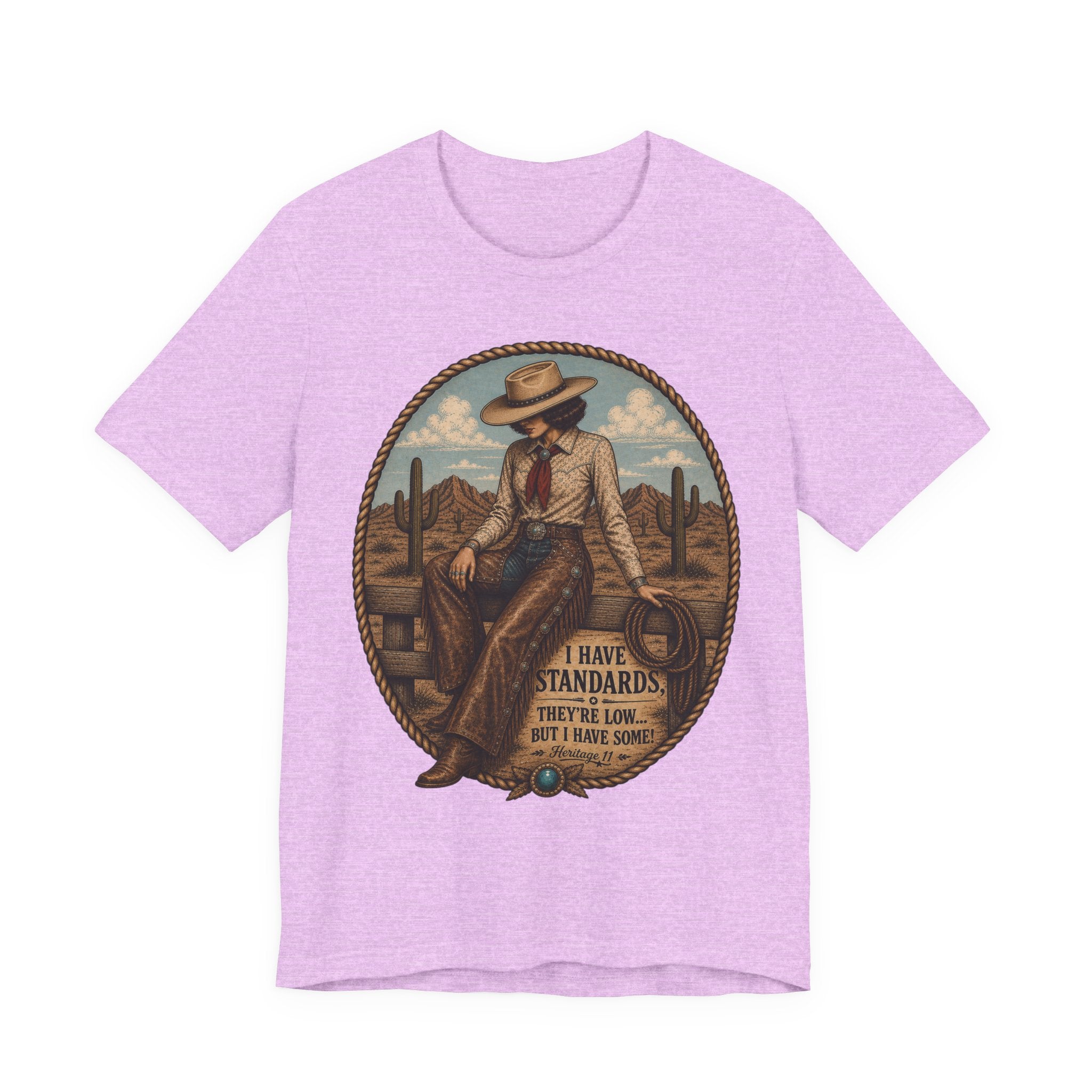 Cowboy Graphic Tee - 'I Have Standards, They're Low But I Have Some' Vintage Western T-Shirt