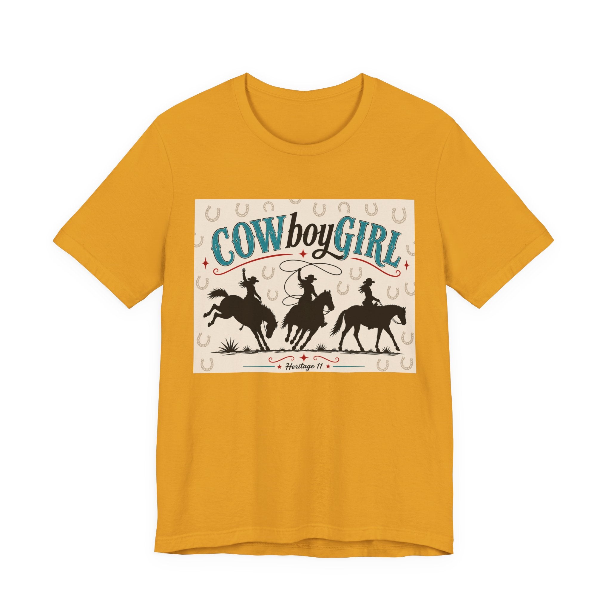 Cowboy Girl Graphic Tee - Western Rodeo Horses & Horseshoes Shirt