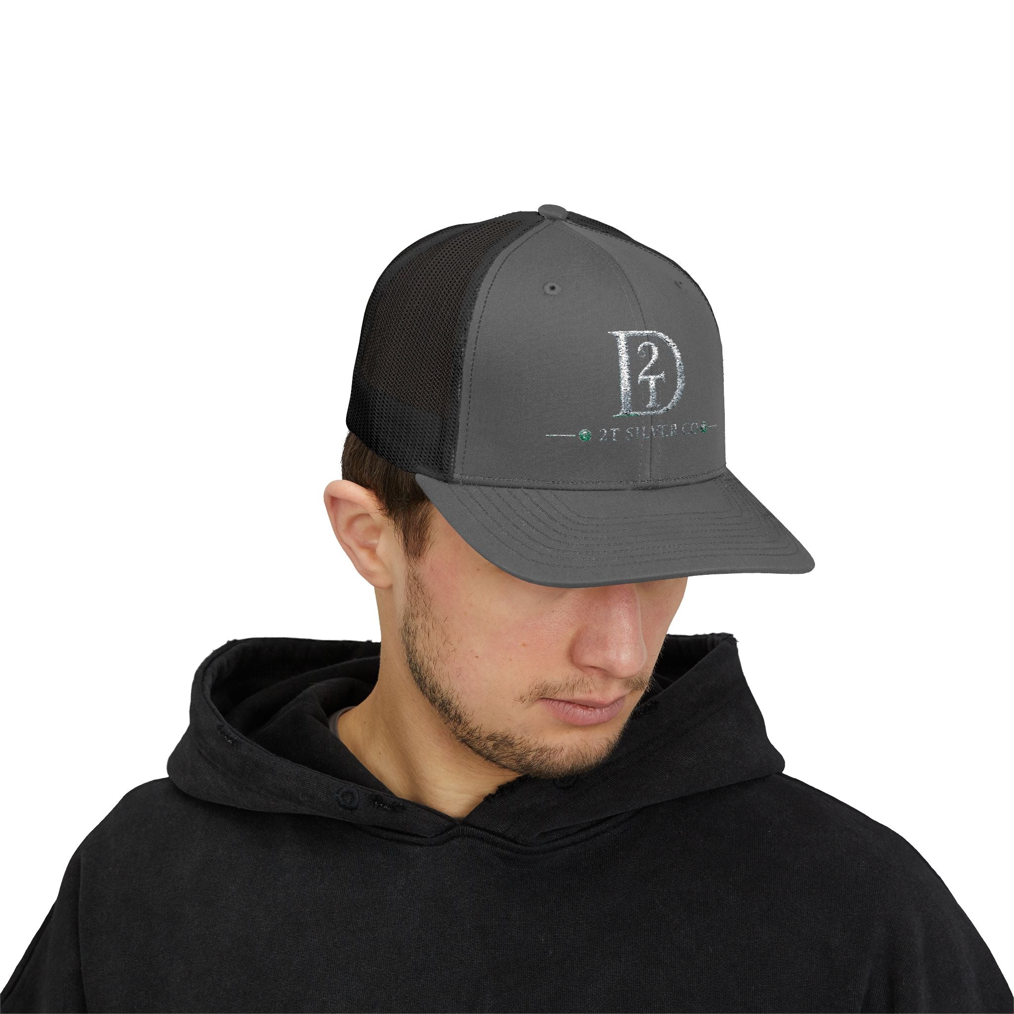 D2 Silver Co. Logo Snapback Trucker Cap — Branded Mesh Baseball Hat