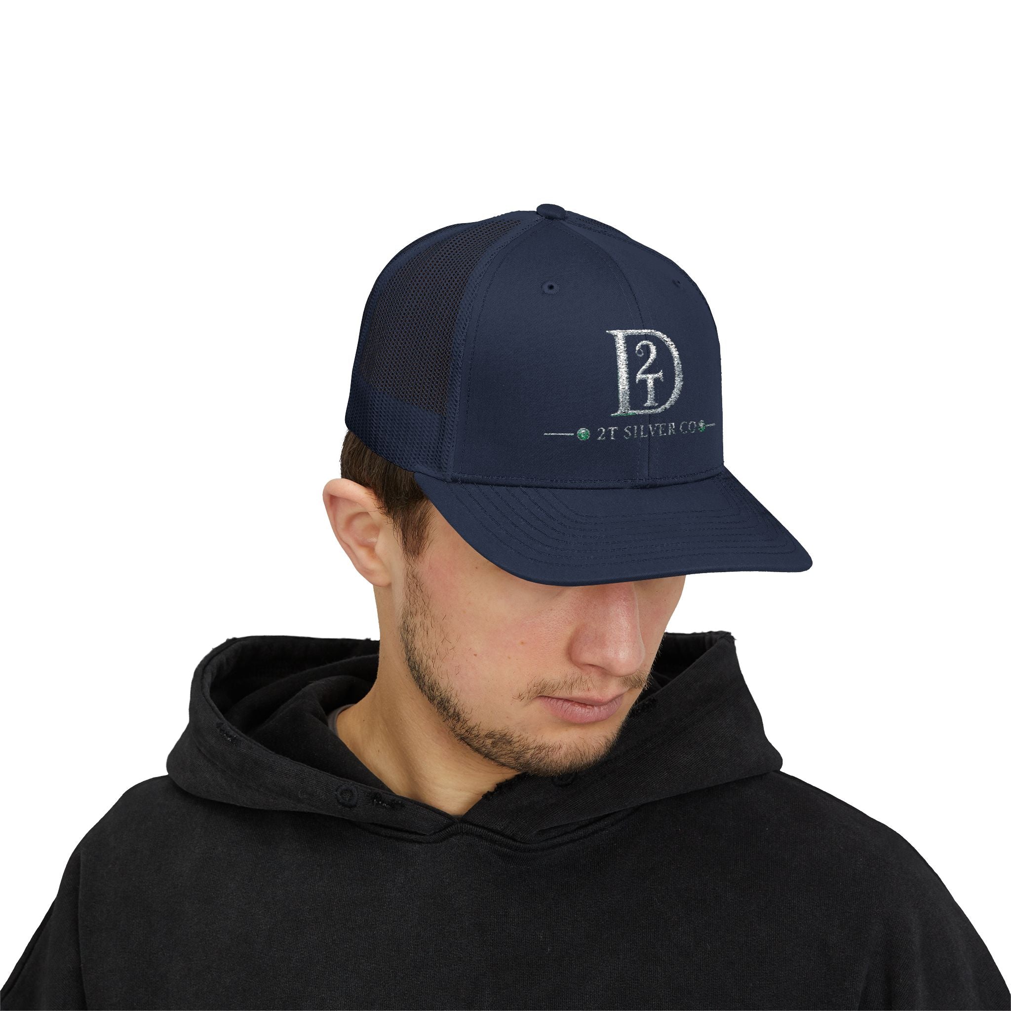 D2 Silver Co. Logo Snapback Trucker Cap — Branded Mesh Baseball Hat