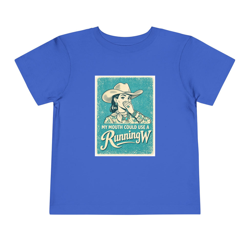 Toddler Tee - Retro Cowgirl “My Mouth Could Use a Running W” Graphic