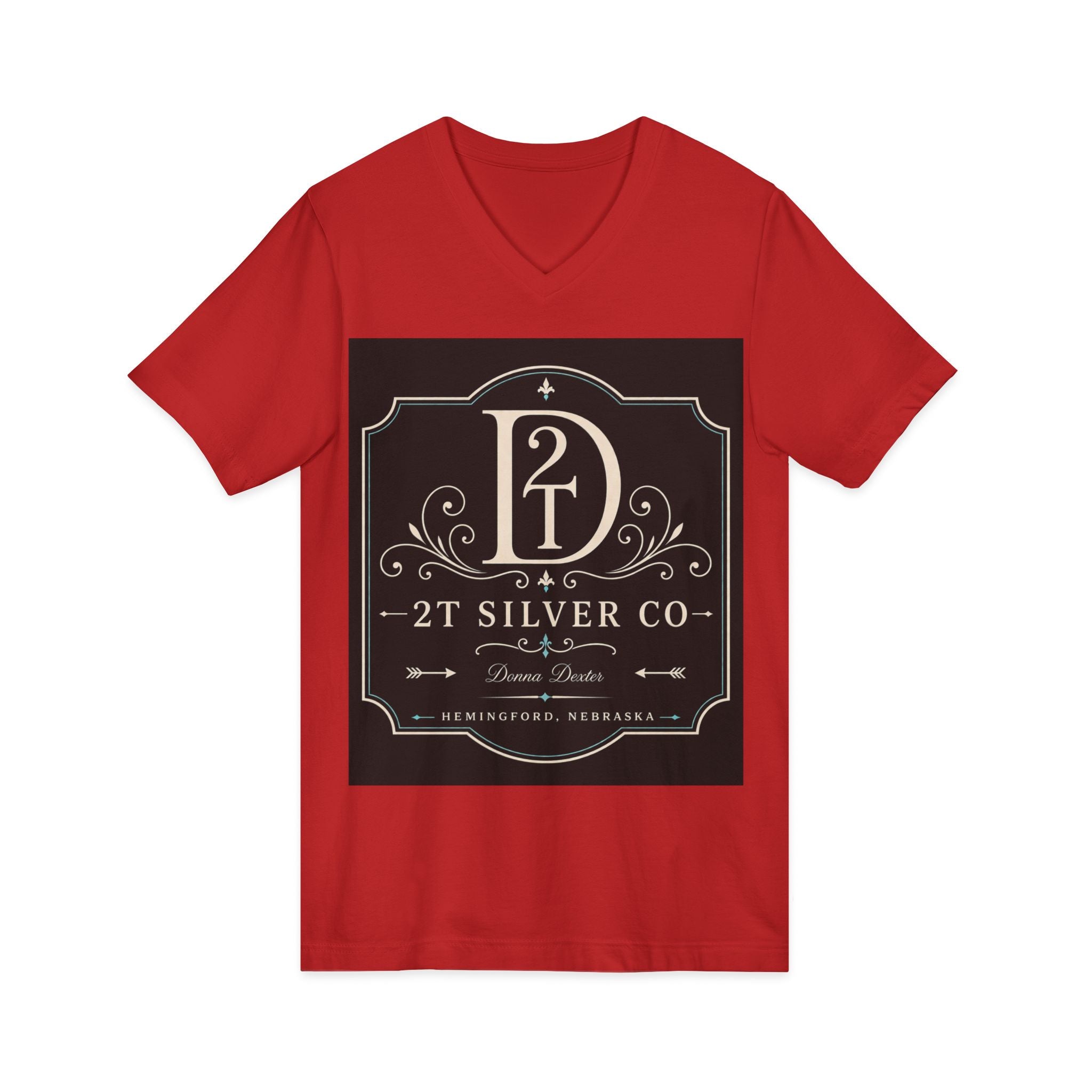 Vintage Emblem V-Neck Tee — “2T Silver Co” Logo Shirt