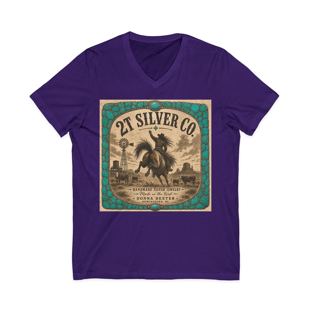 Vintage Western  2T Silver Co. V-Neck Tee