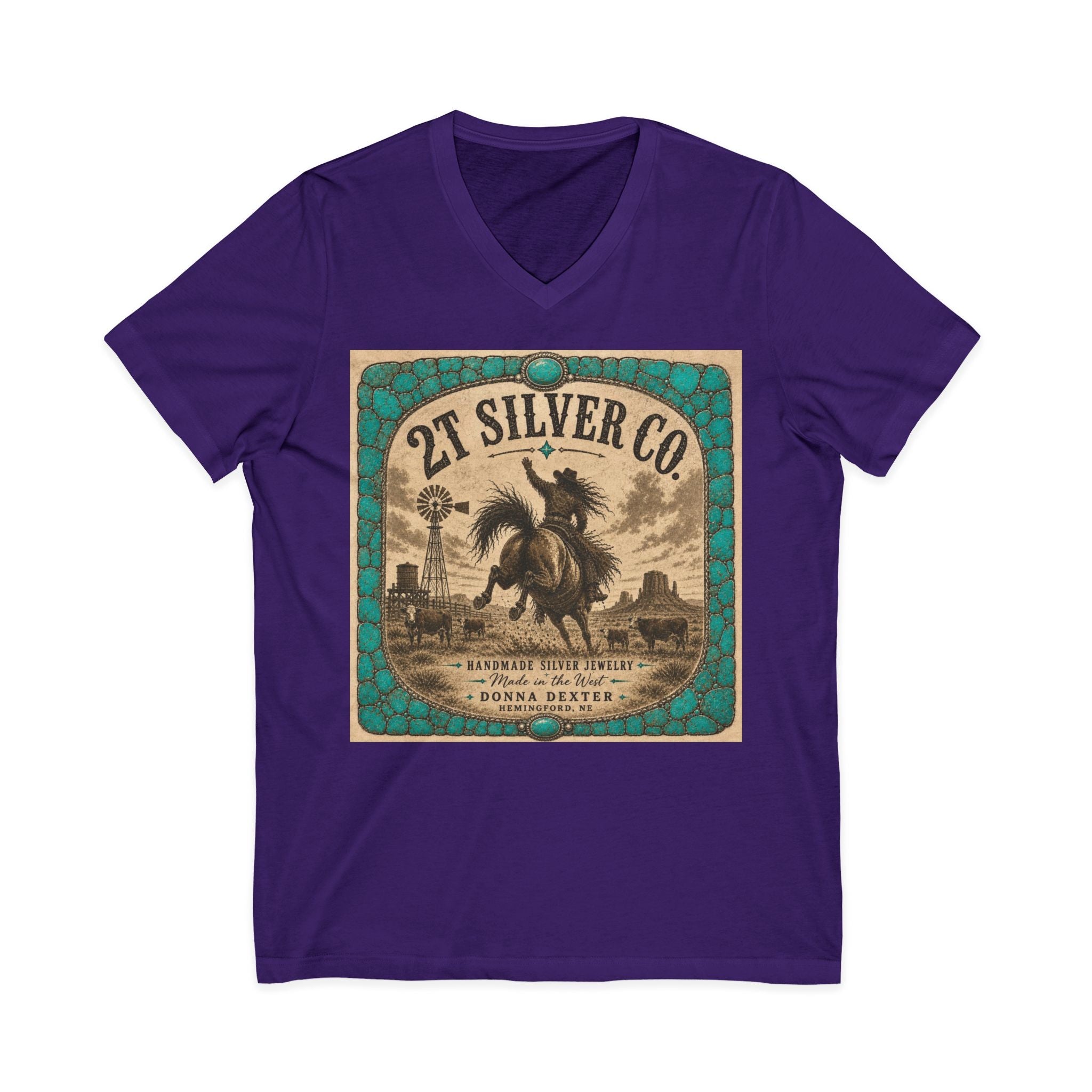 Vintage Western  2T Silver Co. V-Neck Tee