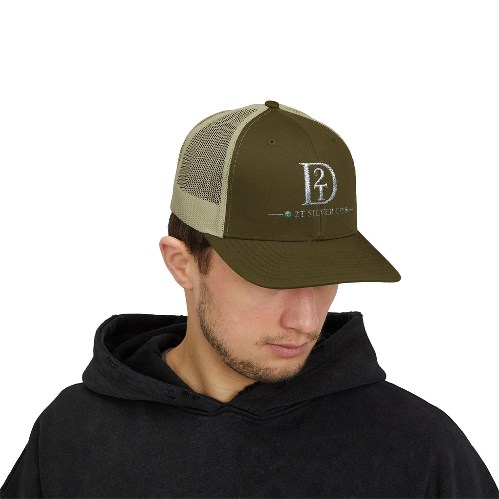 D2 Silver Co. Logo Snapback Trucker Cap — Branded Mesh Baseball Hat