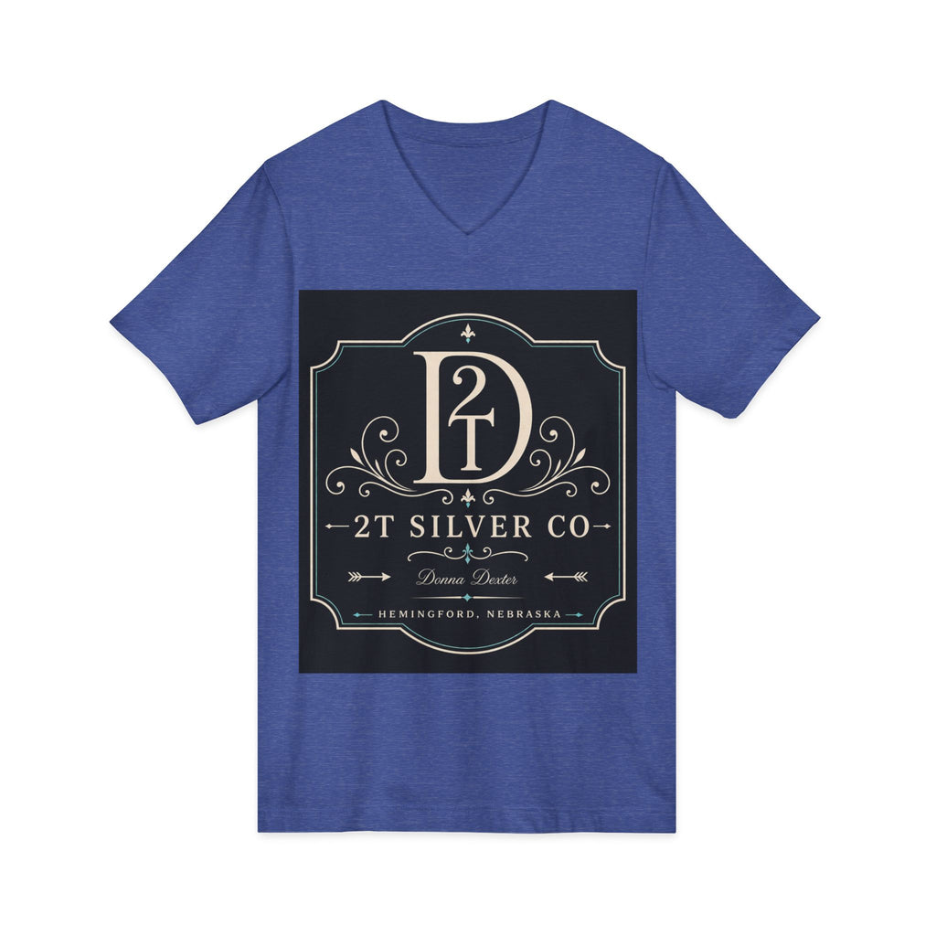 Vintage Emblem V-Neck Tee — “2T Silver Co” Logo Shirt