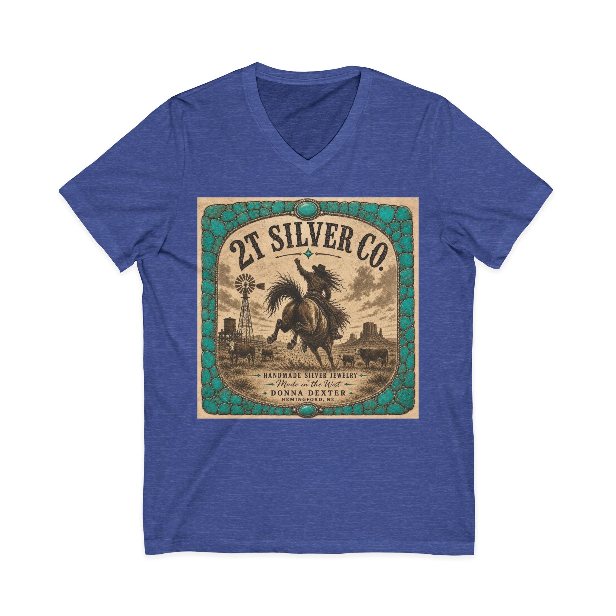 Vintage Western  2T Silver Co. V-Neck Tee