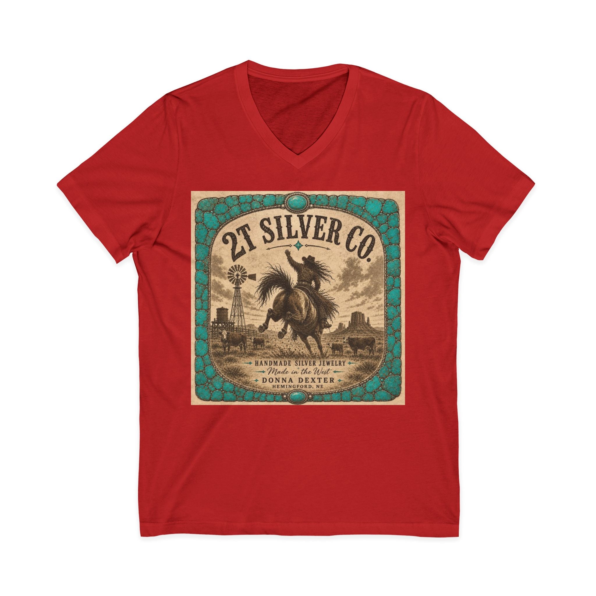 Vintage Western  2T Silver Co. V-Neck Tee