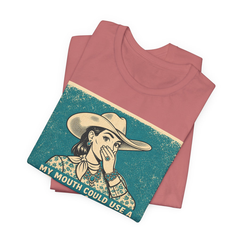 Running W Vintage Cowboy T-Shirt — "My Mouth Could Use a Running W" Funny Western Tee