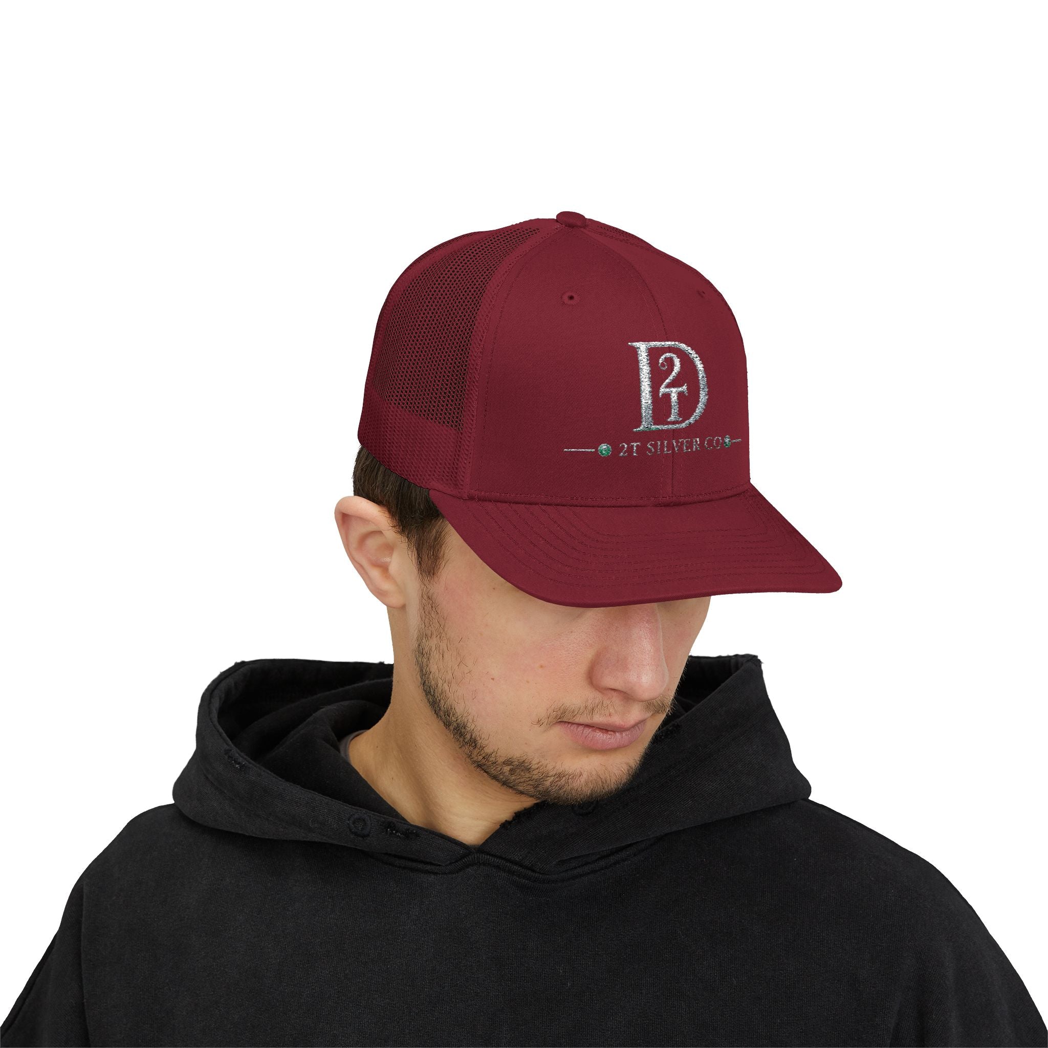 D2 Silver Co. Logo Snapback Trucker Cap — Branded Mesh Baseball Hat