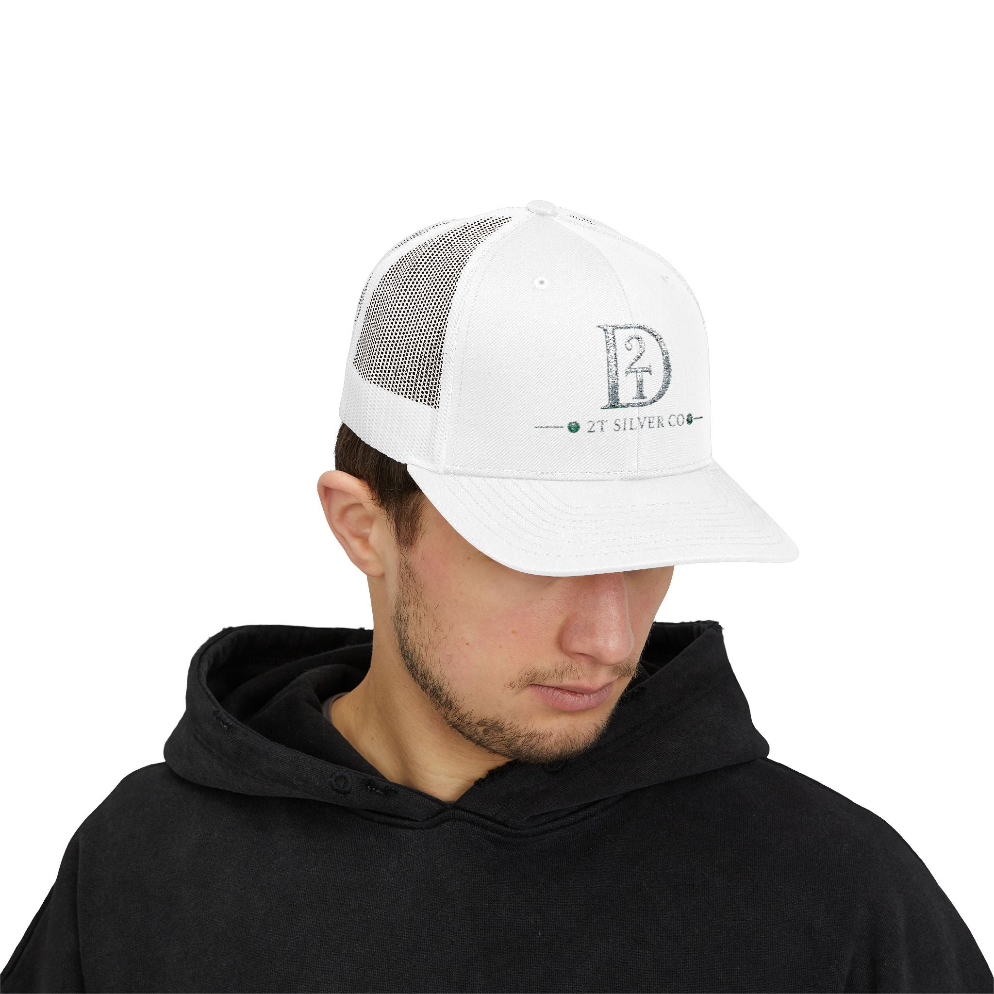 D2 Silver Co. Logo Snapback Trucker Cap — Branded Mesh Baseball Hat