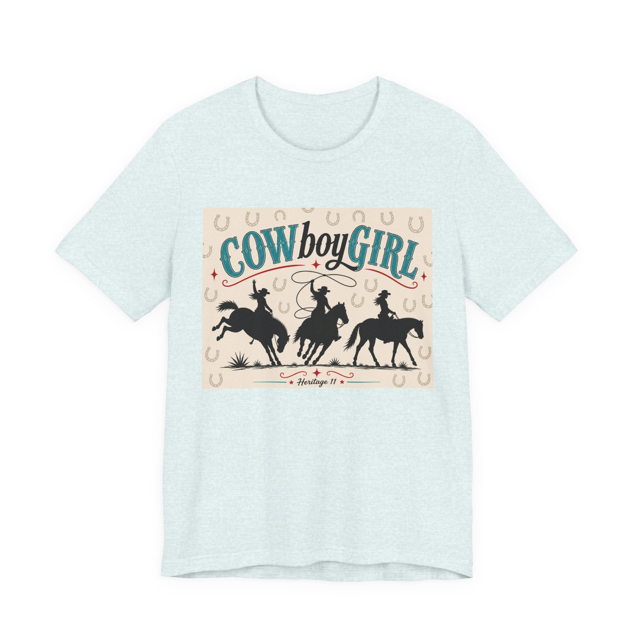 Cowboy Girl Graphic Tee - Western Rodeo Horses & Horseshoes Shirt