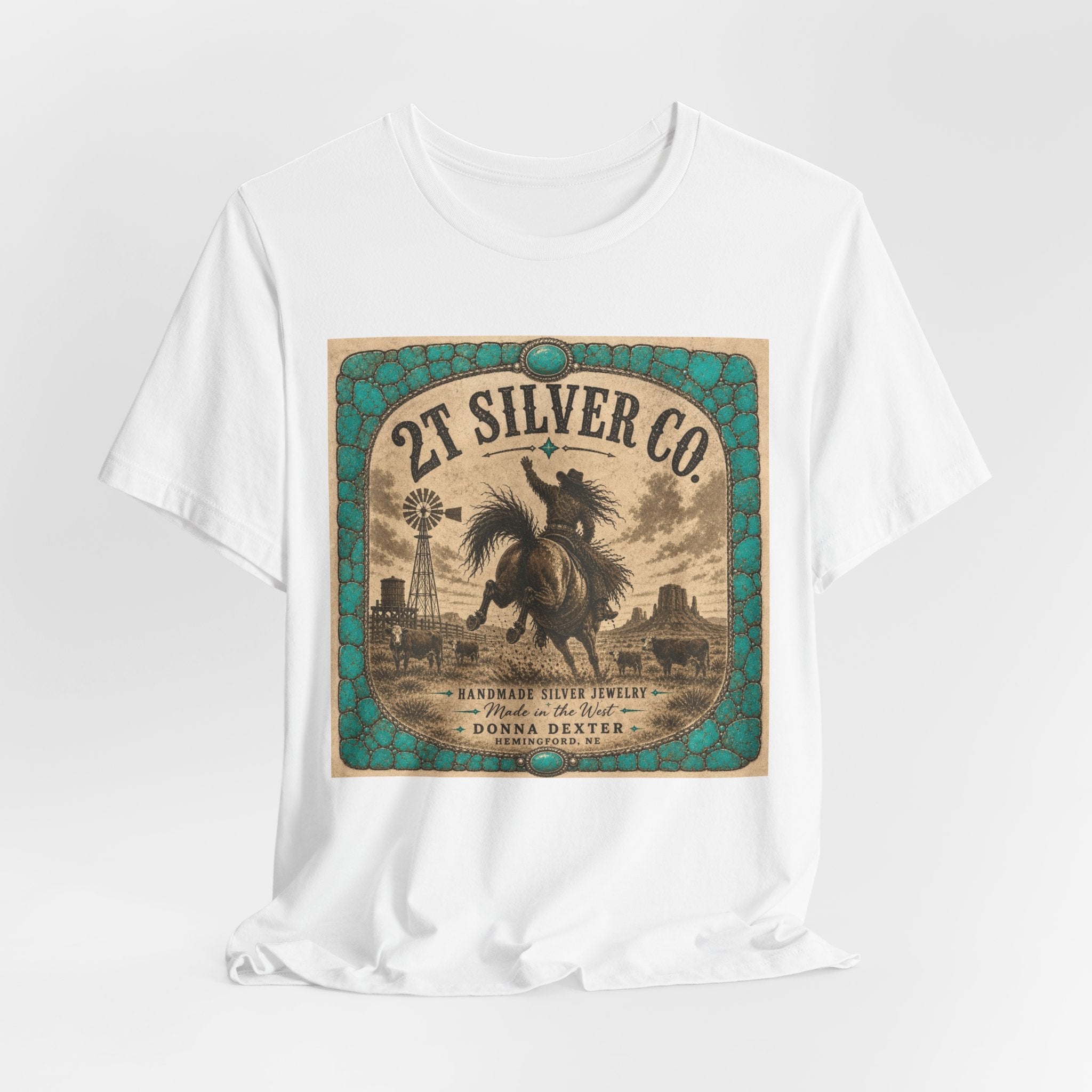 Vintage Western Tee - "2T Silver Co." Cowboy Ranch Graphic Shirt