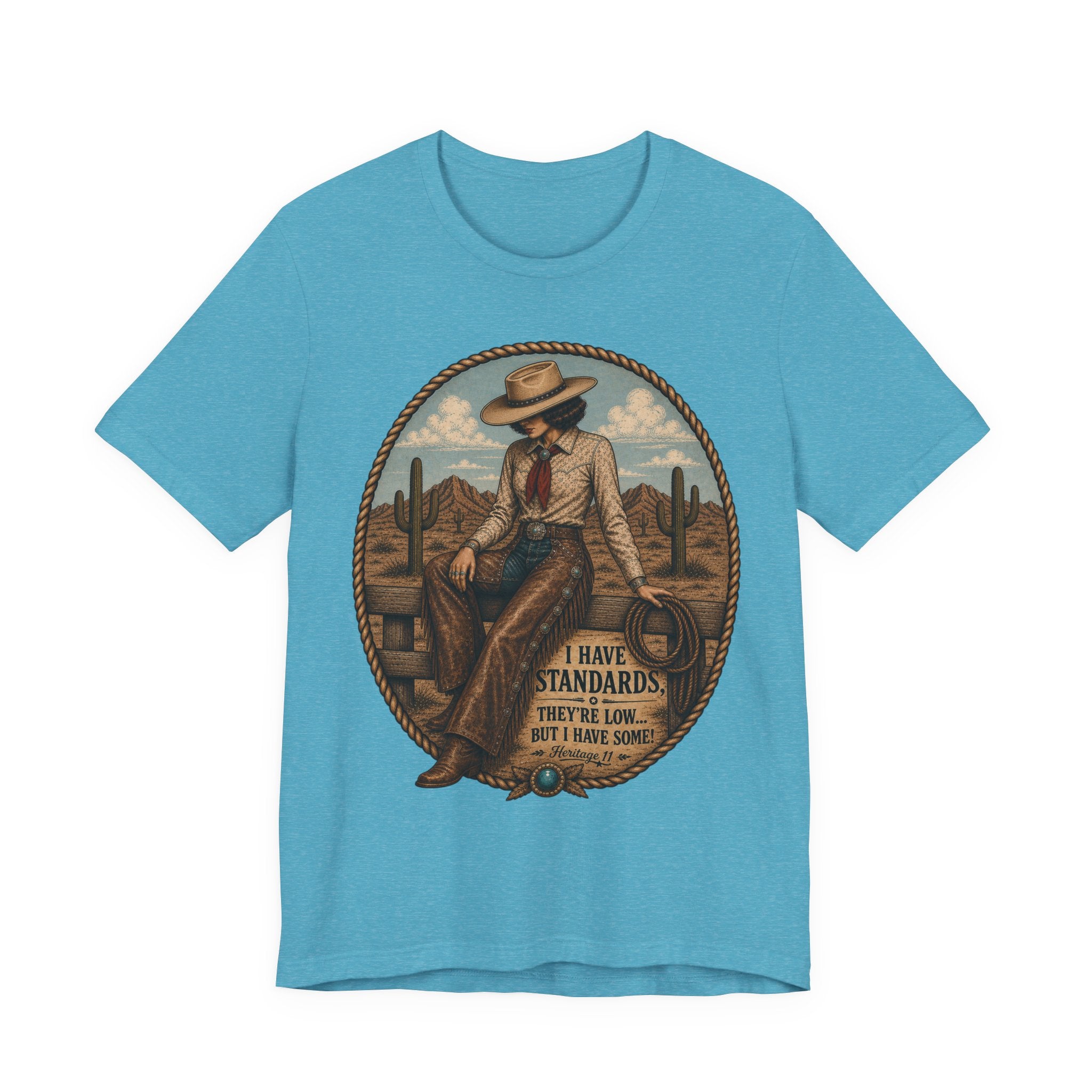 Cowboy Graphic Tee - 'I Have Standards, They're Low But I Have Some' Vintage Western T-Shirt