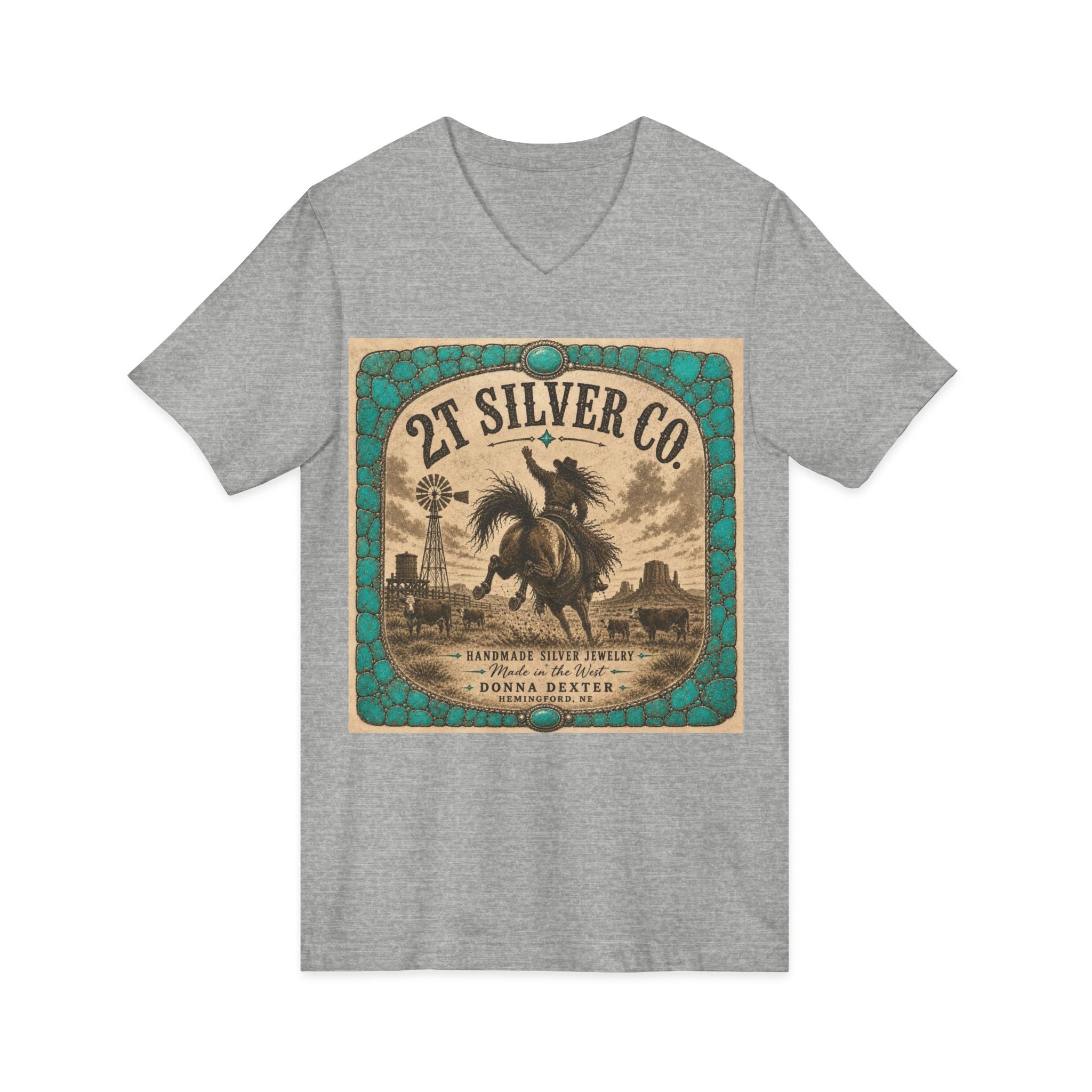 Vintage Western  2T Silver Co. V-Neck Tee