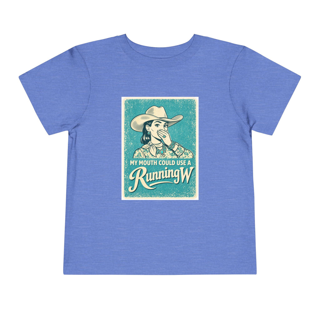 Toddler Tee - Retro Cowgirl “My Mouth Could Use a Running W” Graphic