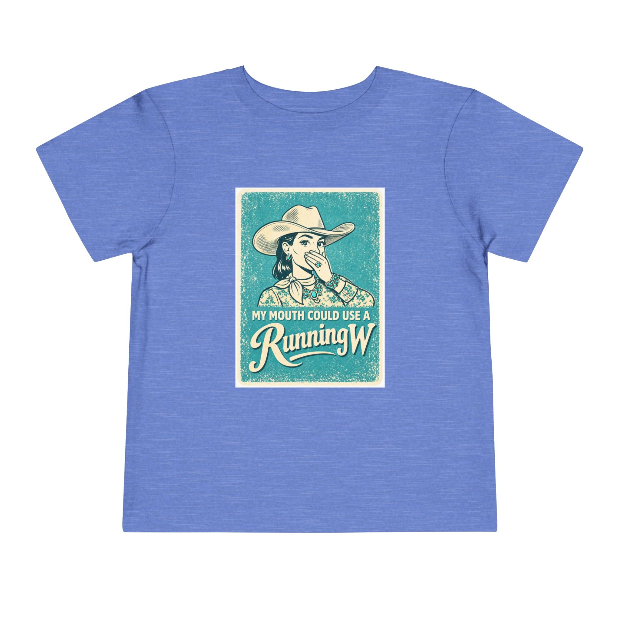 Toddler Tee - Retro Cowgirl “My Mouth Could Use a Running W” Graphic