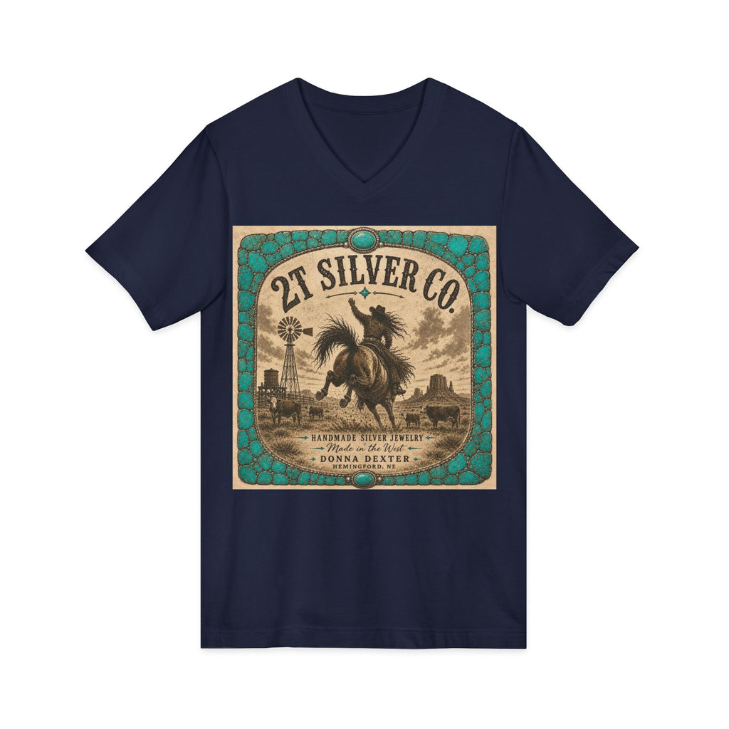 Vintage Western  2T Silver Co. V-Neck Tee